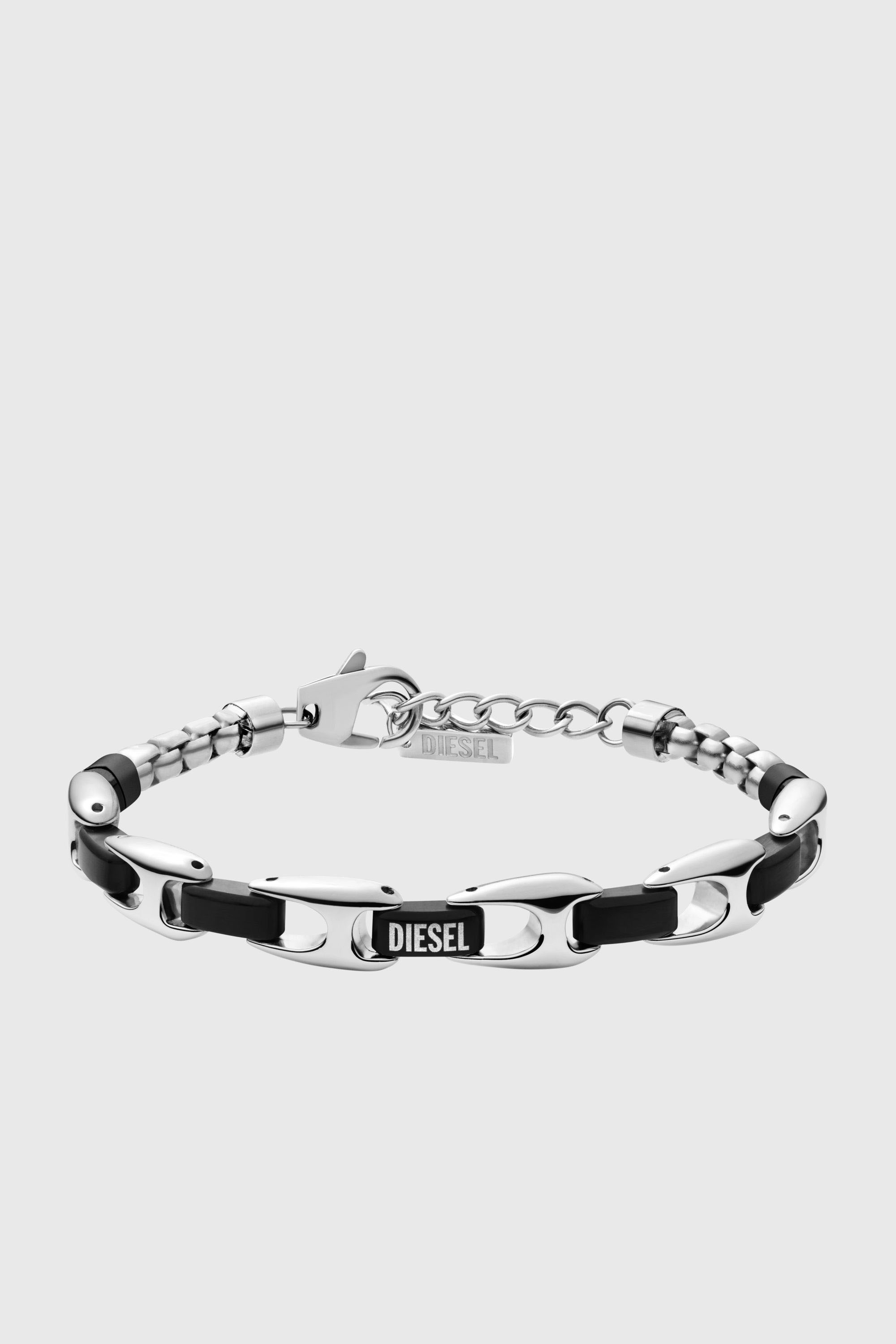 Diesel - DX1634931 JEWELLERY, Unisex Kettenarmband aus zweifarbigem Edelstahl in Silber/Schwarz - 1