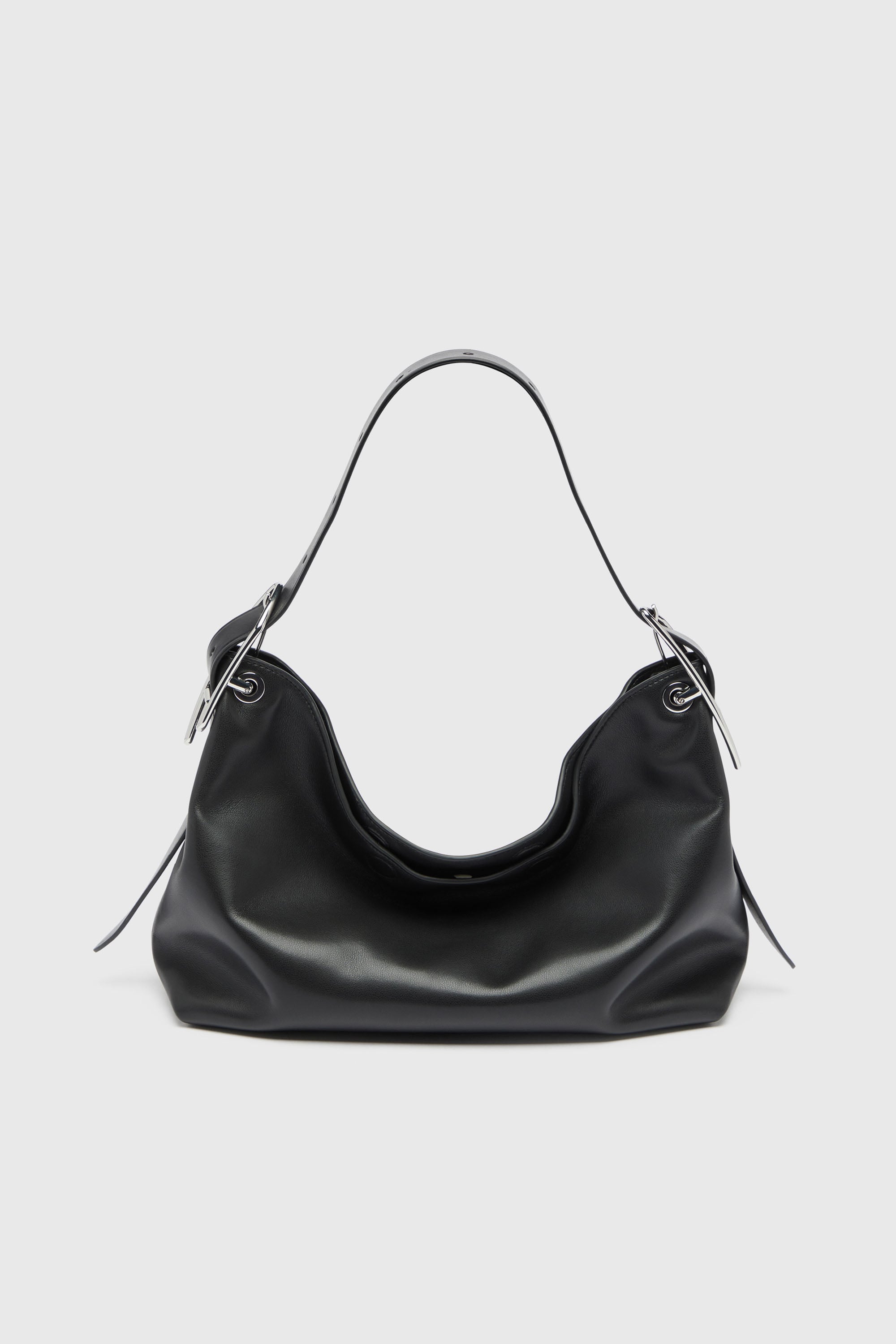 Diesel - D-LINE HOBO S, Damen D-Line-Leder-Schultertasche in Schwarz - 2