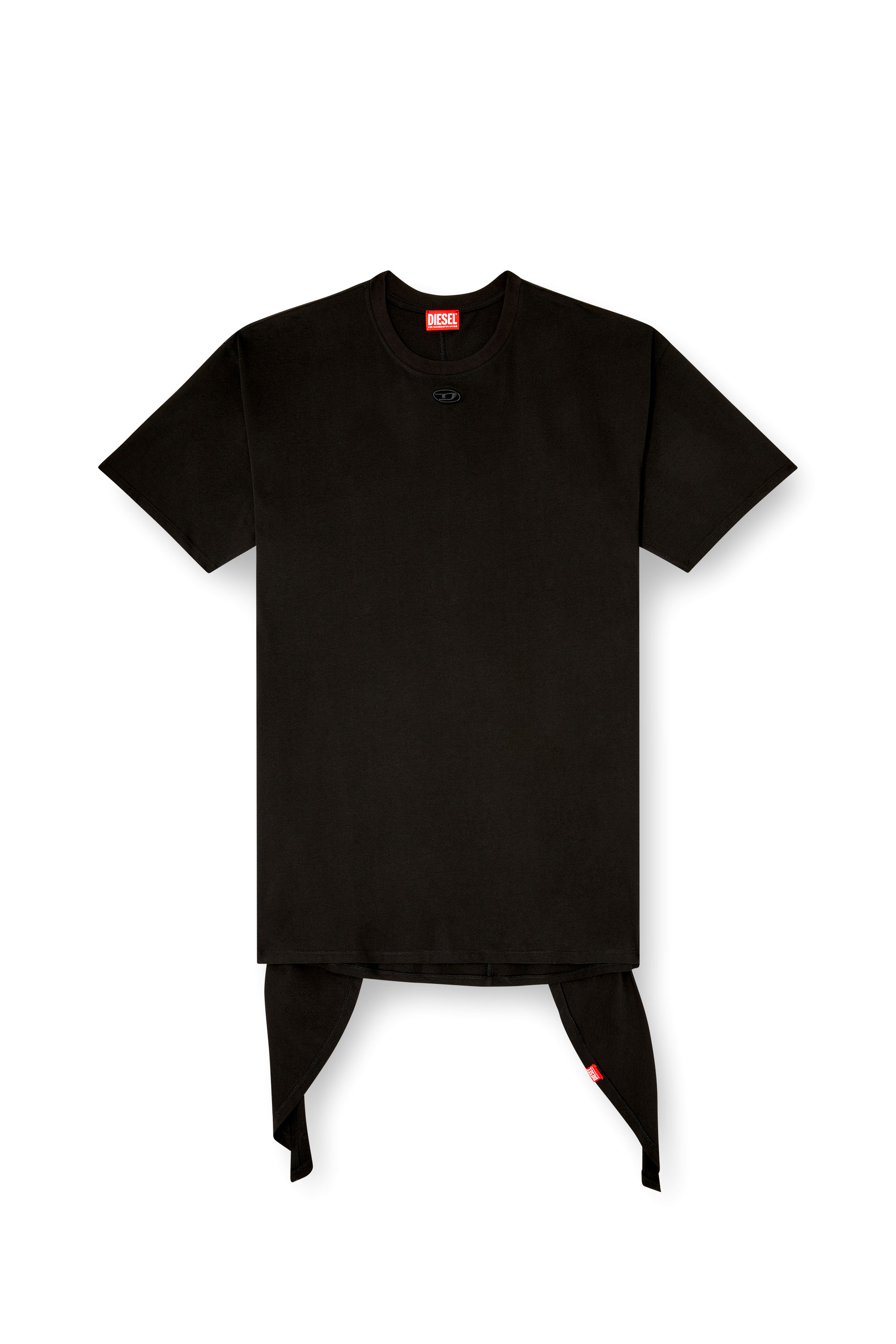 Diesel - D-EIVOR, Damen T-Shirt-Kleid mit Bindeband auf der Vorderseite in Schwarz - 3
