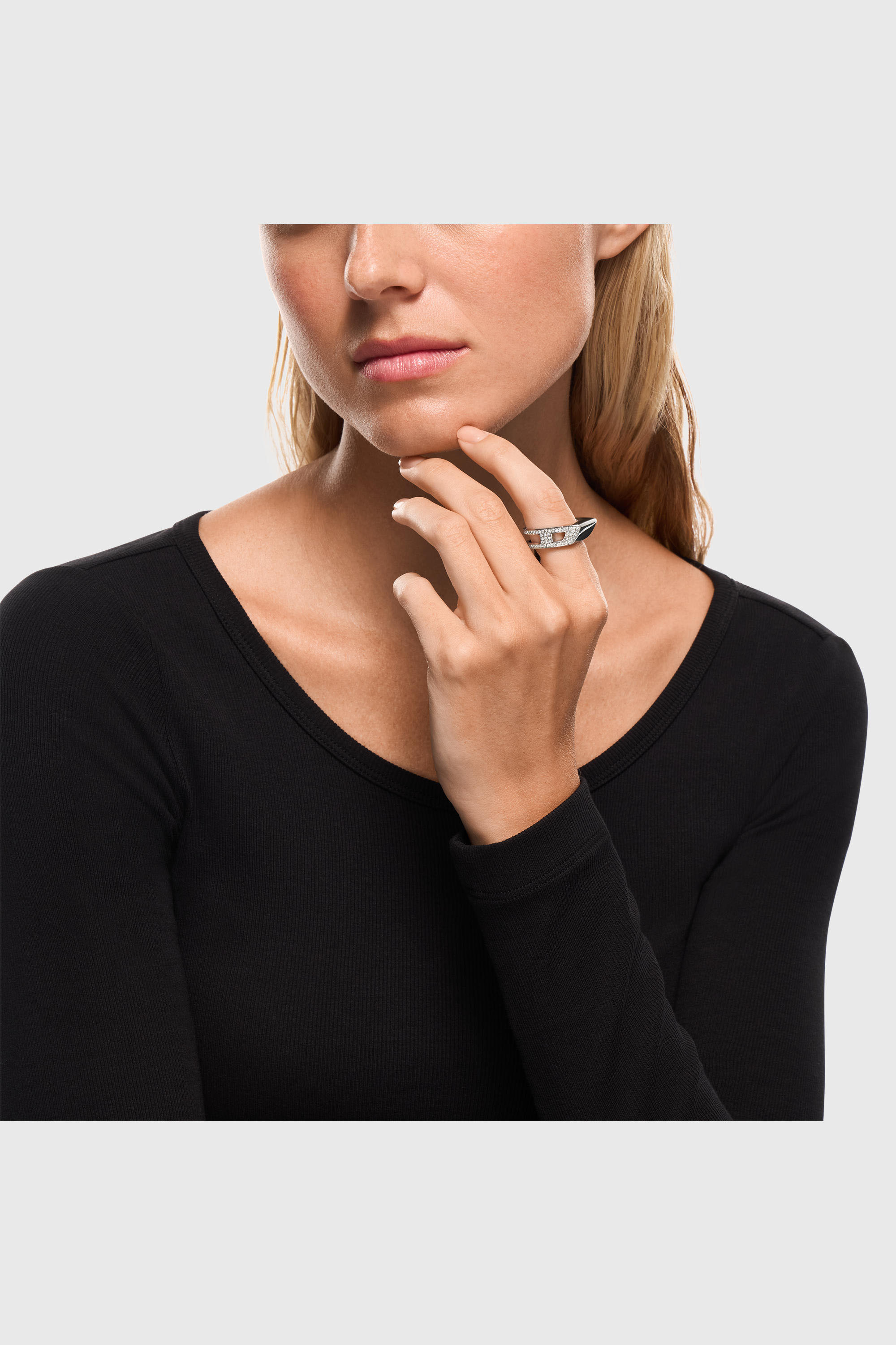 Diesel - DX1740040, Unisex Bandring aus Edelstahl mit Pav&eacute;-Besatz in Silber - 4