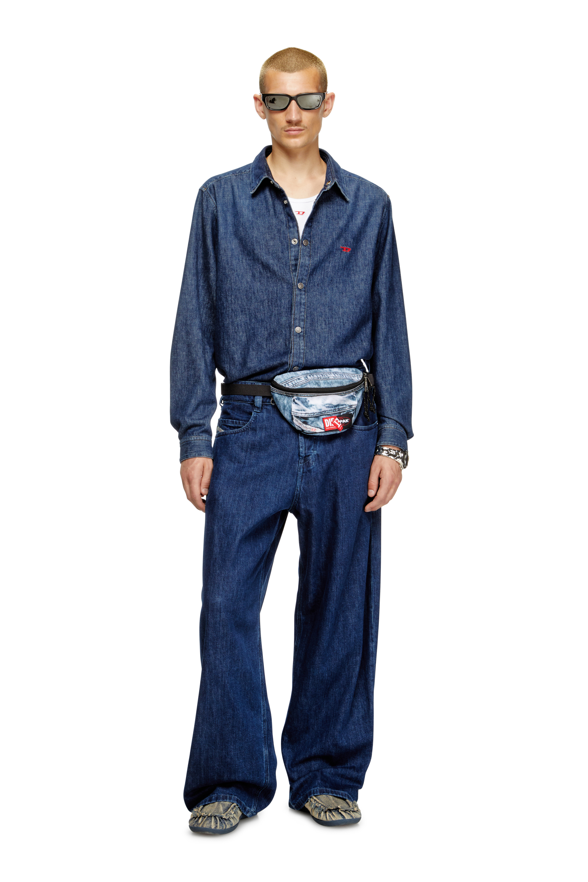 Diesel - DIESEL SPRINGER, Unisex Gürteltasche aus Trompe l'œil-Denim in Blau - 2