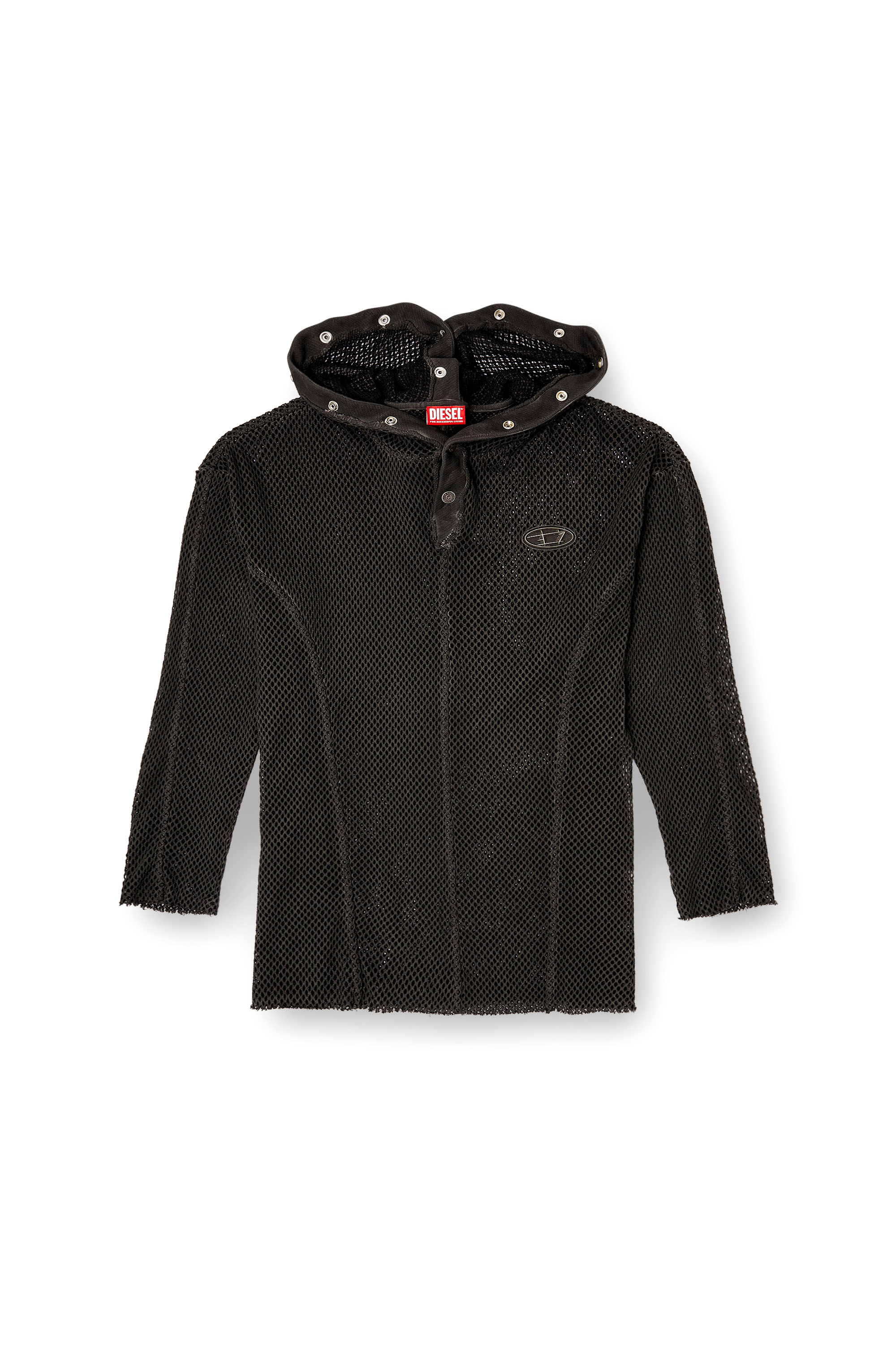 Diesel - S-THUG-FISHNET, Unisex Fischernetz-Hoodie mit vollständig schließendem Kapuzenverschluss in Schwarz - 2