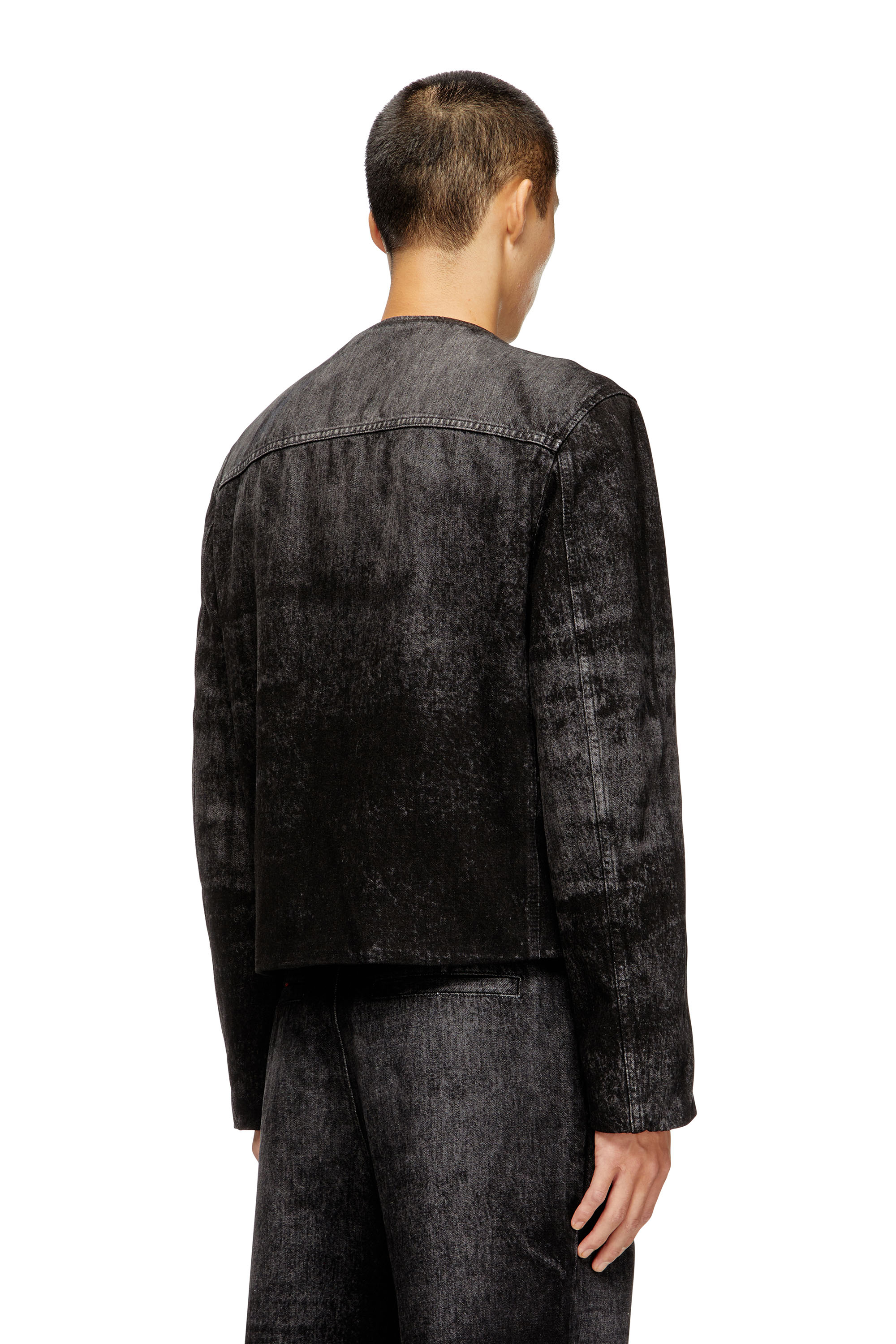 Diesel - D-ABERDEEN-FSH2, Herren Jacke aus gelaserte Baumwolle-Hanf-Denim in Schwarz - 4