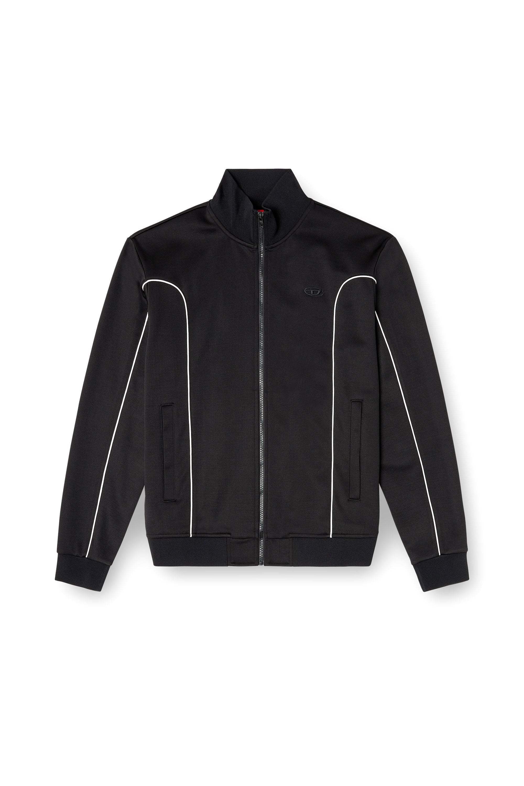 Diesel - S-LOCKING-DO, Herren Sweatjacke aus Sweatstoff mit kontrastierenden Paspeln in Schwarz - 3