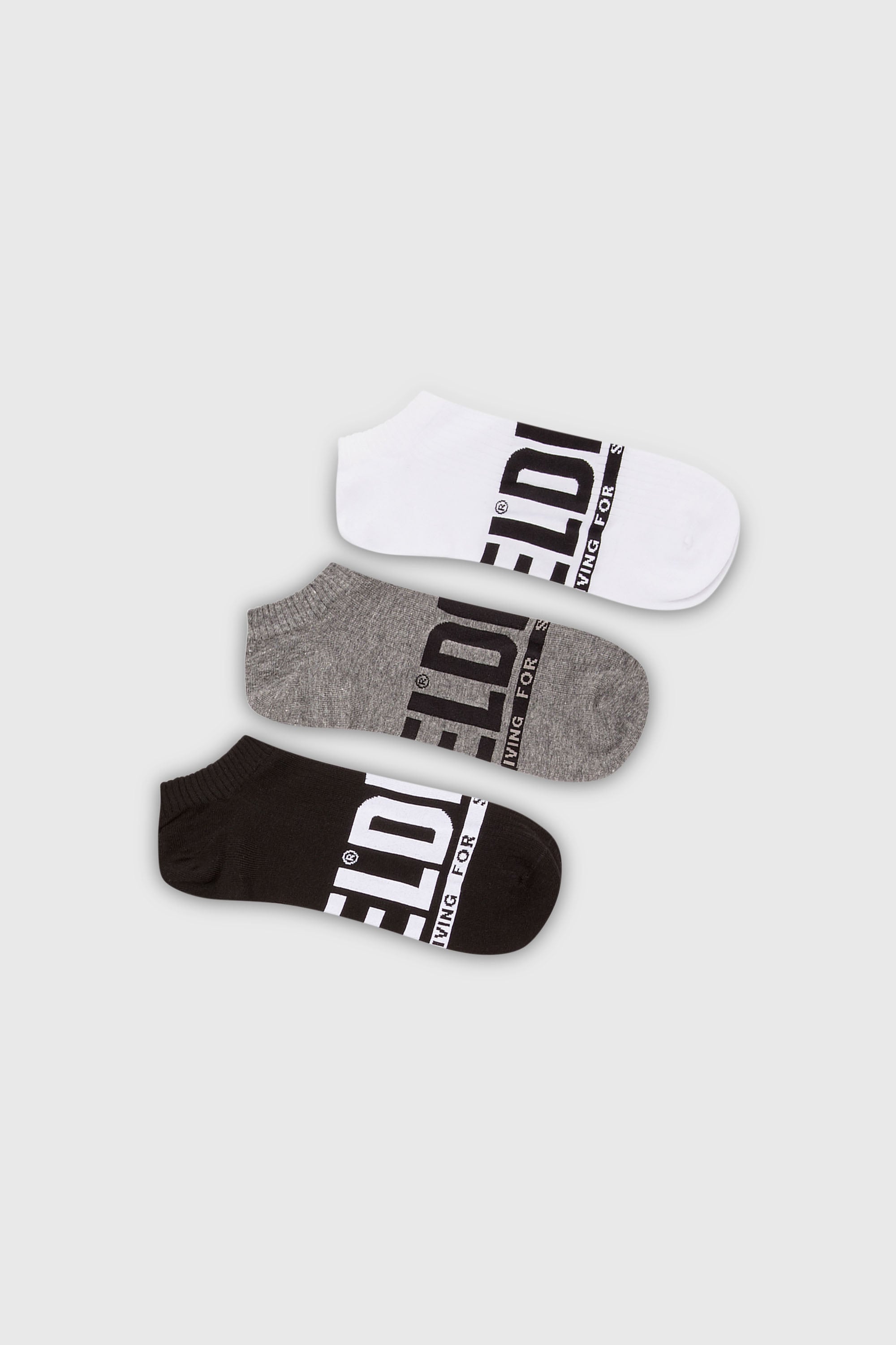 Diesel - SKM-GOST-THREEPACK, Herren Low-Cut-Socken mit Logo im Dreierpack in Weiss/Grau - 1