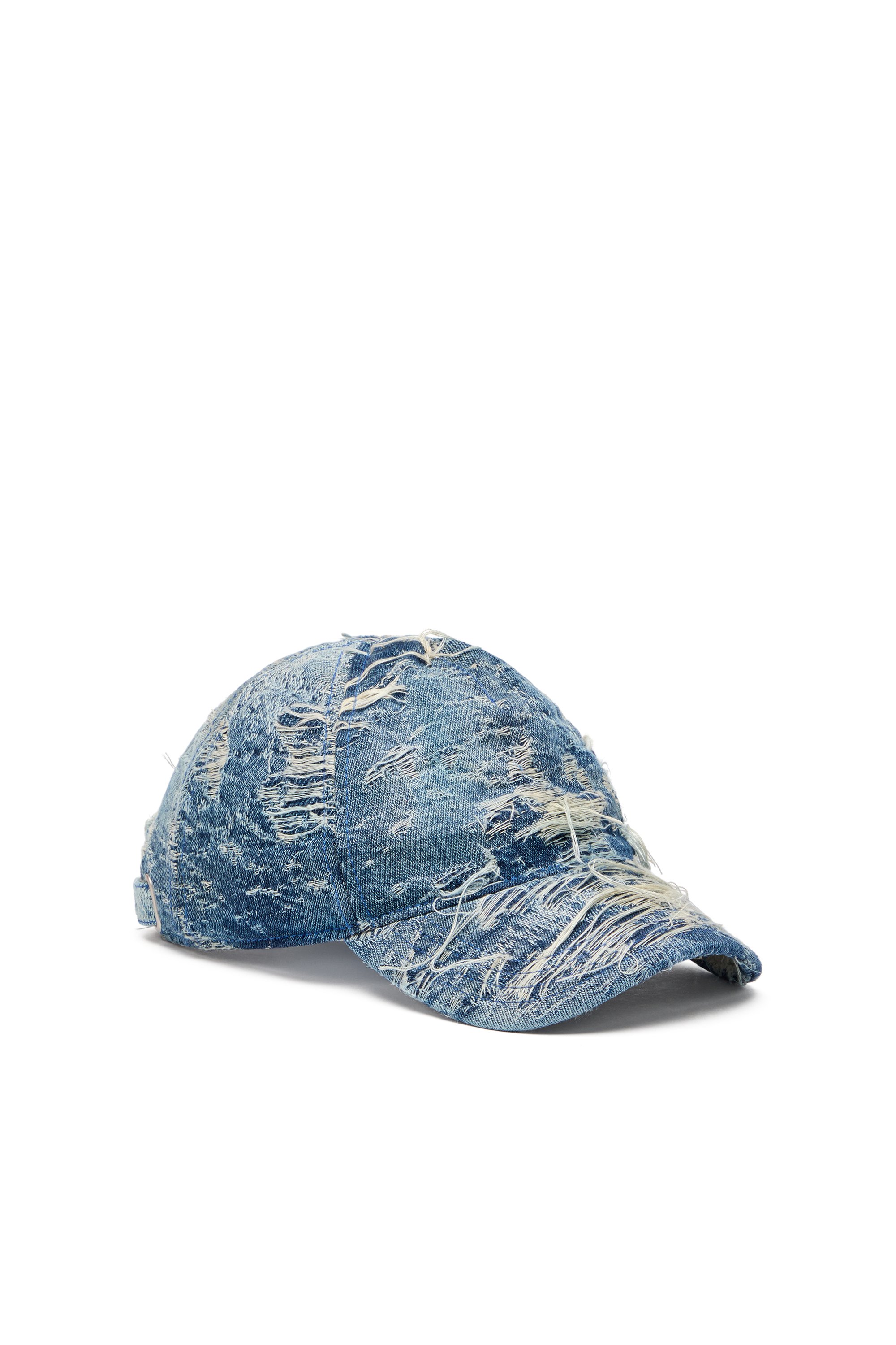 Diesel - C-ASSIDY, Herren Baseball cap in distressed denim in Blau - 1