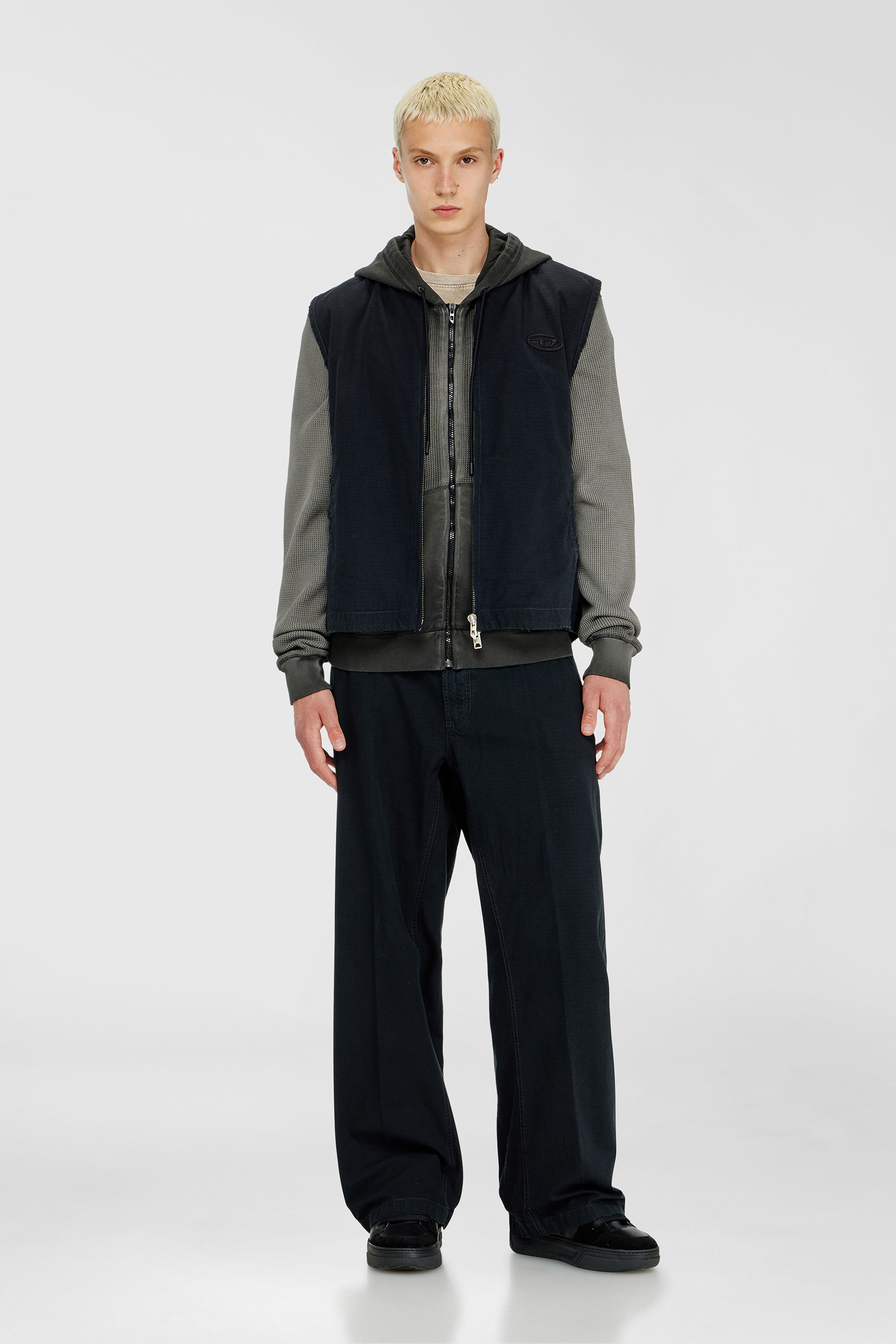 Diesel - J-TYPE-CO-SL, Herren Baumwoll-ripstop-Weste mit Oval D patch in Schwarz - 2