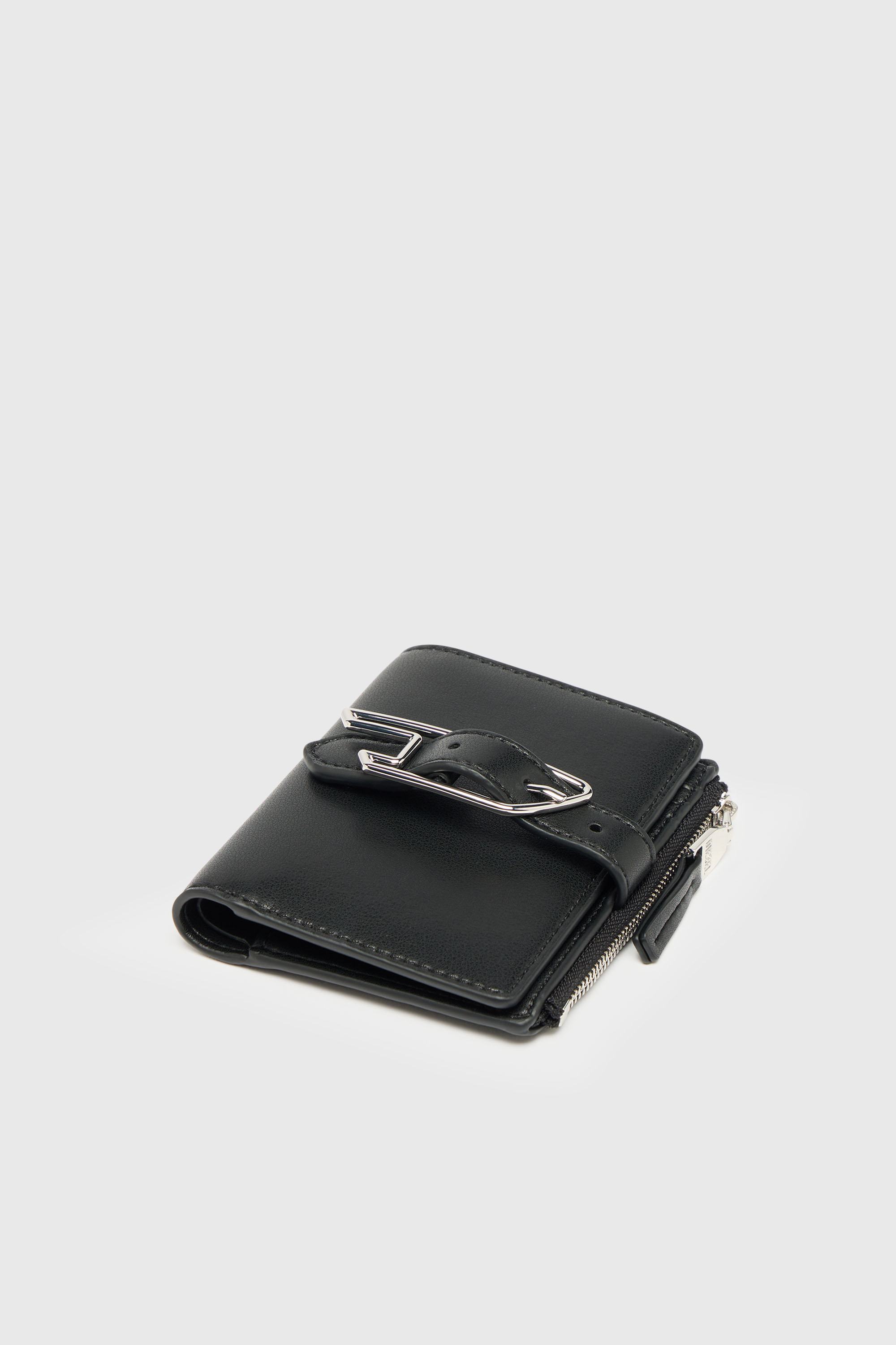 Diesel - D-LINE BI FOLD ZIP II, Damen Kartenetui aus beschichtetem Leder mit G&uuml;rtel-Detail in Schwarz - 4