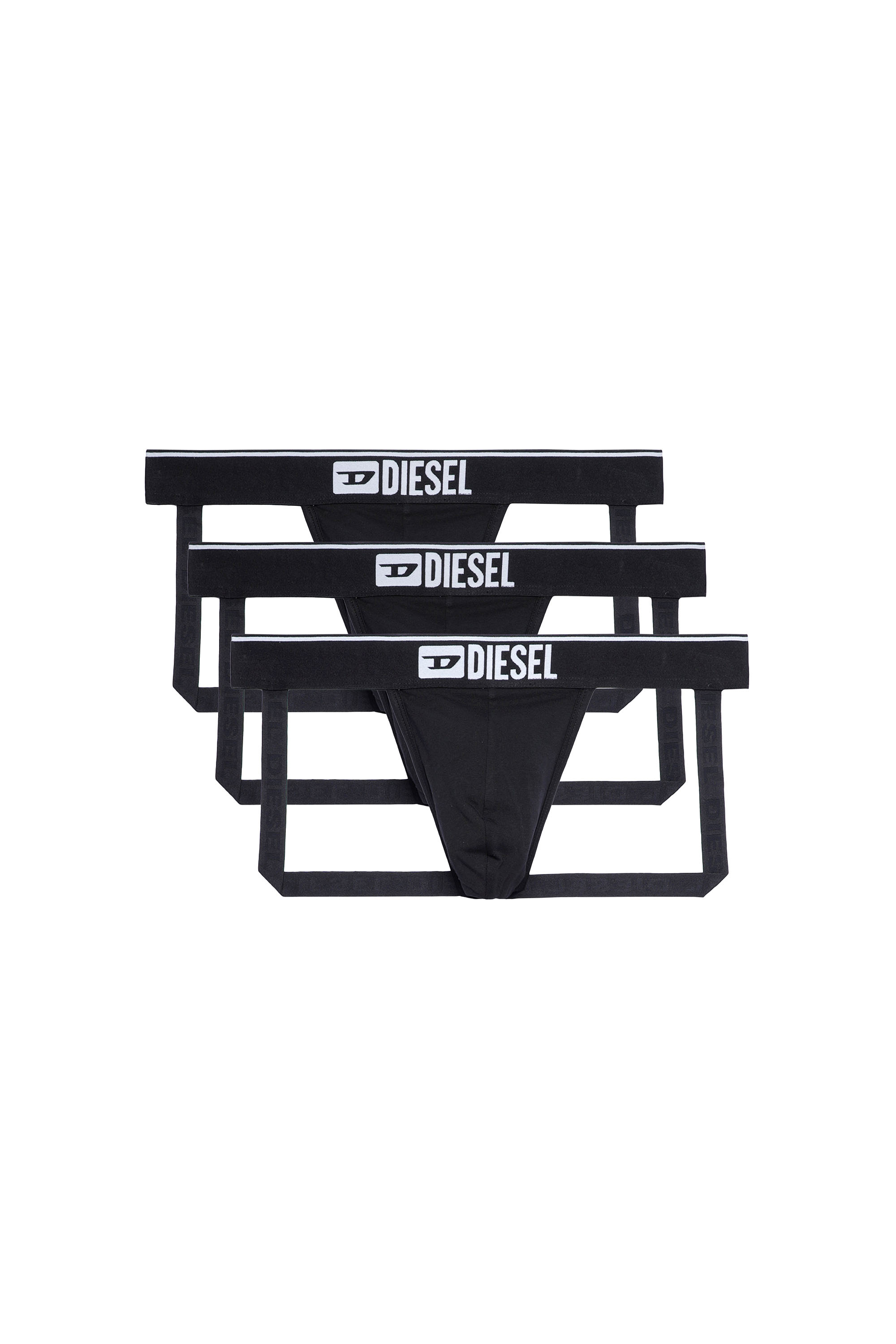 Diesel - UMBR-JOCKYTHREEPACK, Herren Jockstraps im Dreierpack mit Logo vorn in Schwarz - 2