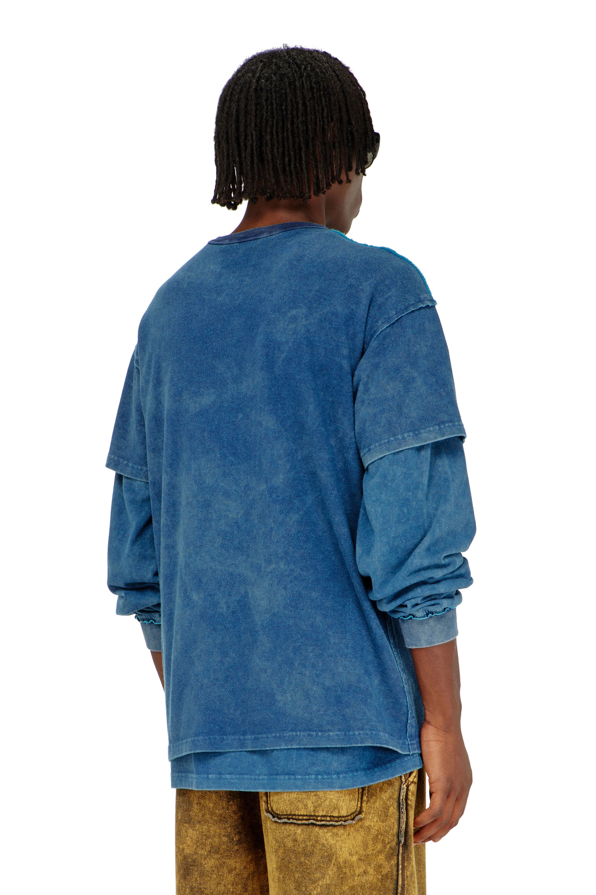 Diesel - T-NORM-RAW, Herren Acid-wash T-Shirt mit ausgefransten Details in Blau - 4