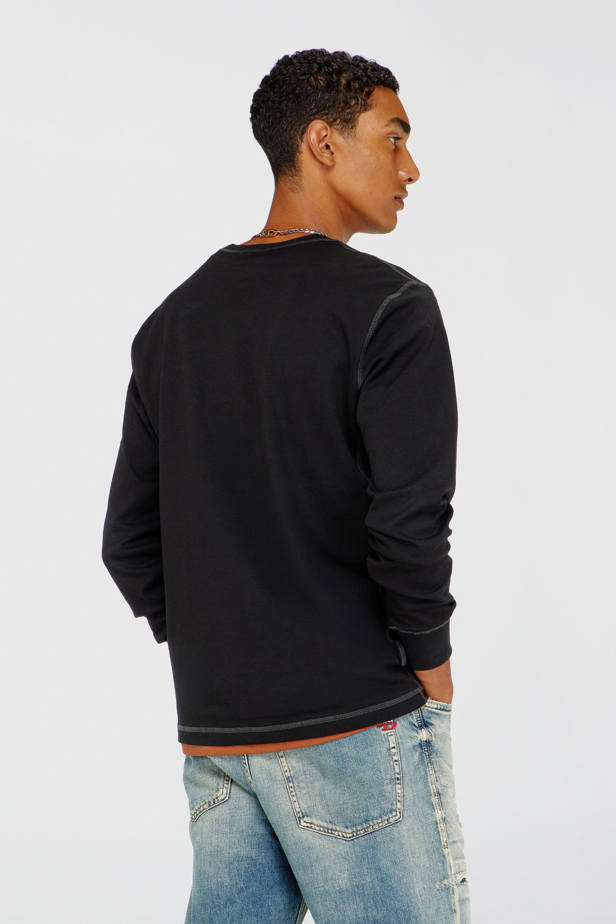 Diesel - T-MADJUST-LS-TR, Herren Baumwoll-Langarmshirt mit Oval D in Dunkelgrau - 4