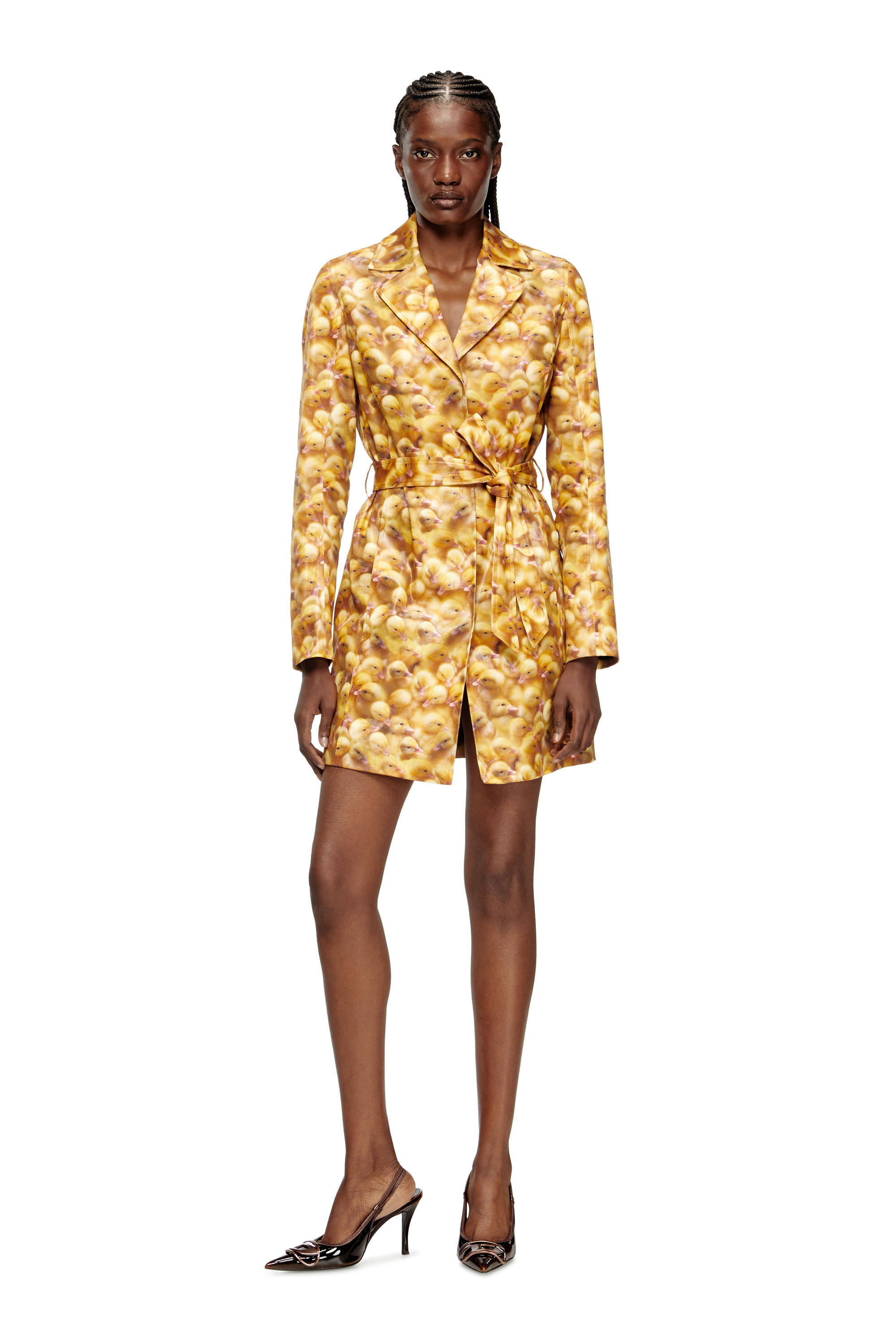 Diesel - G-OJI, Damen Trenchcoat mit Enten-Motiv in Gelb - 1