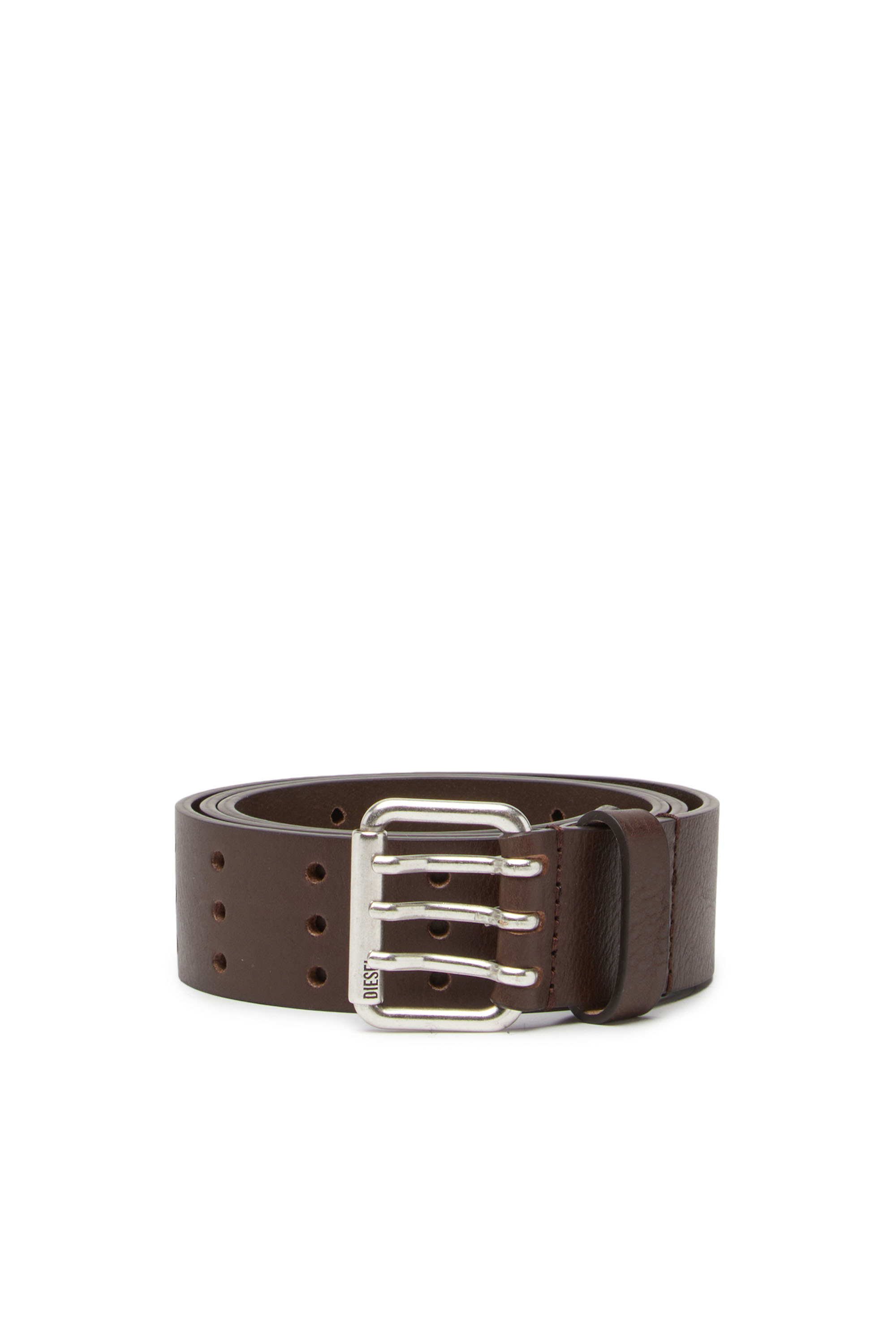 50mm Brauner Breiter Ledergürtel - Silberne Runde Schnalle - Echtes Leder - Für Herren Und Damen