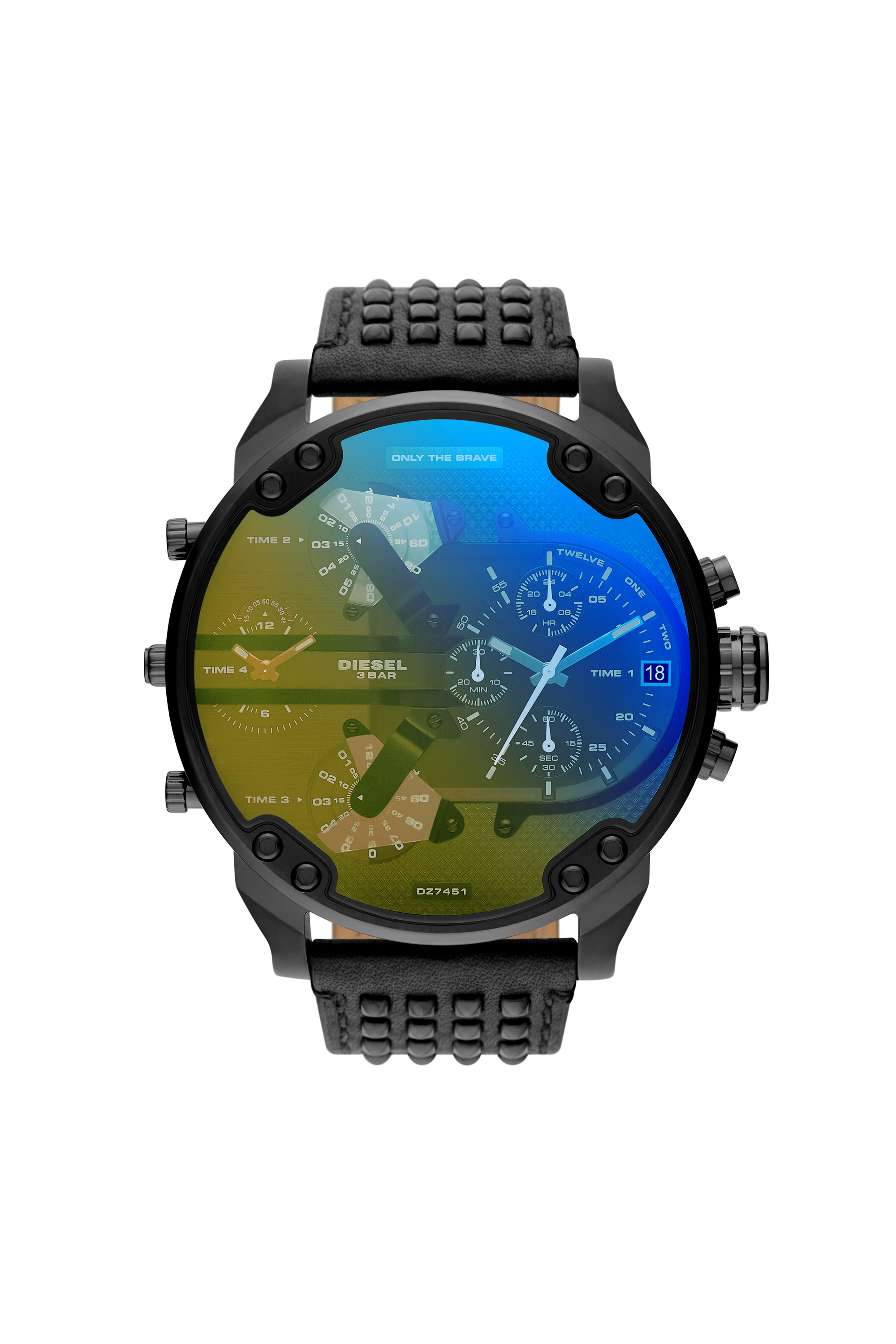 Diesel - DZ7451, Herren Mr. Daddy Armbanduhr mit schwarzem Lederarmband in Schwarz - 1