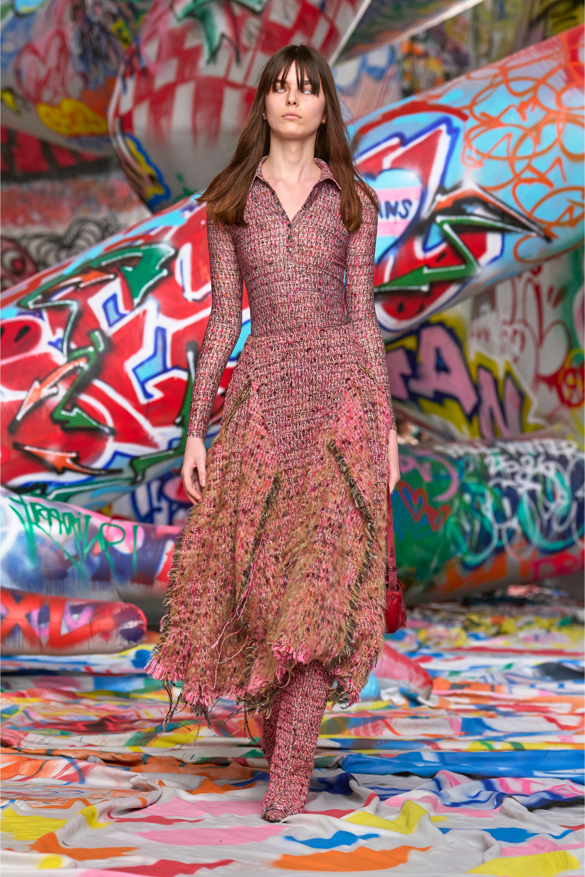 Diesel - D-POLYNA, Damen Kleid aus Lycra mit Bouclé-Print in Rosa - 6