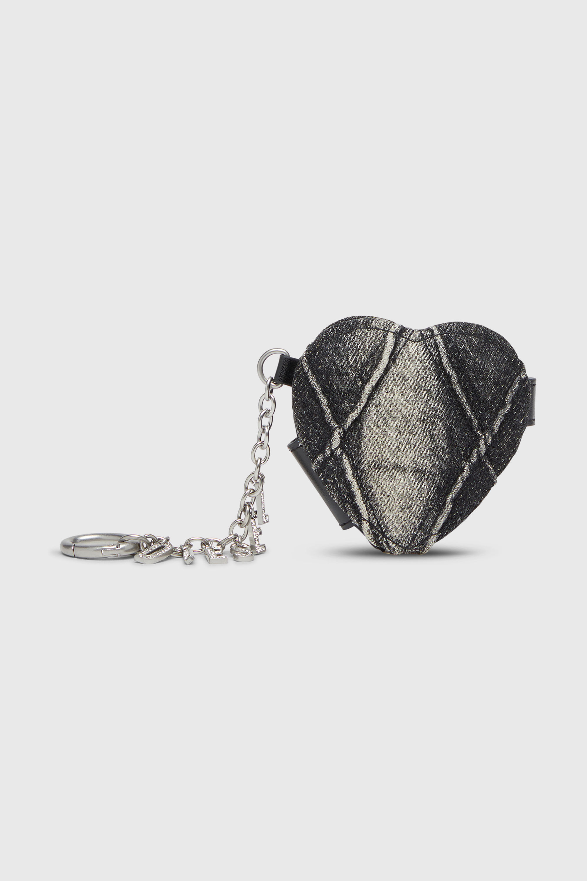 Diesel - CHARM-D MIRROR, Damen Spiegelanh&auml;nger aus gestepptem Argyle-Denim in Schwarz - 1