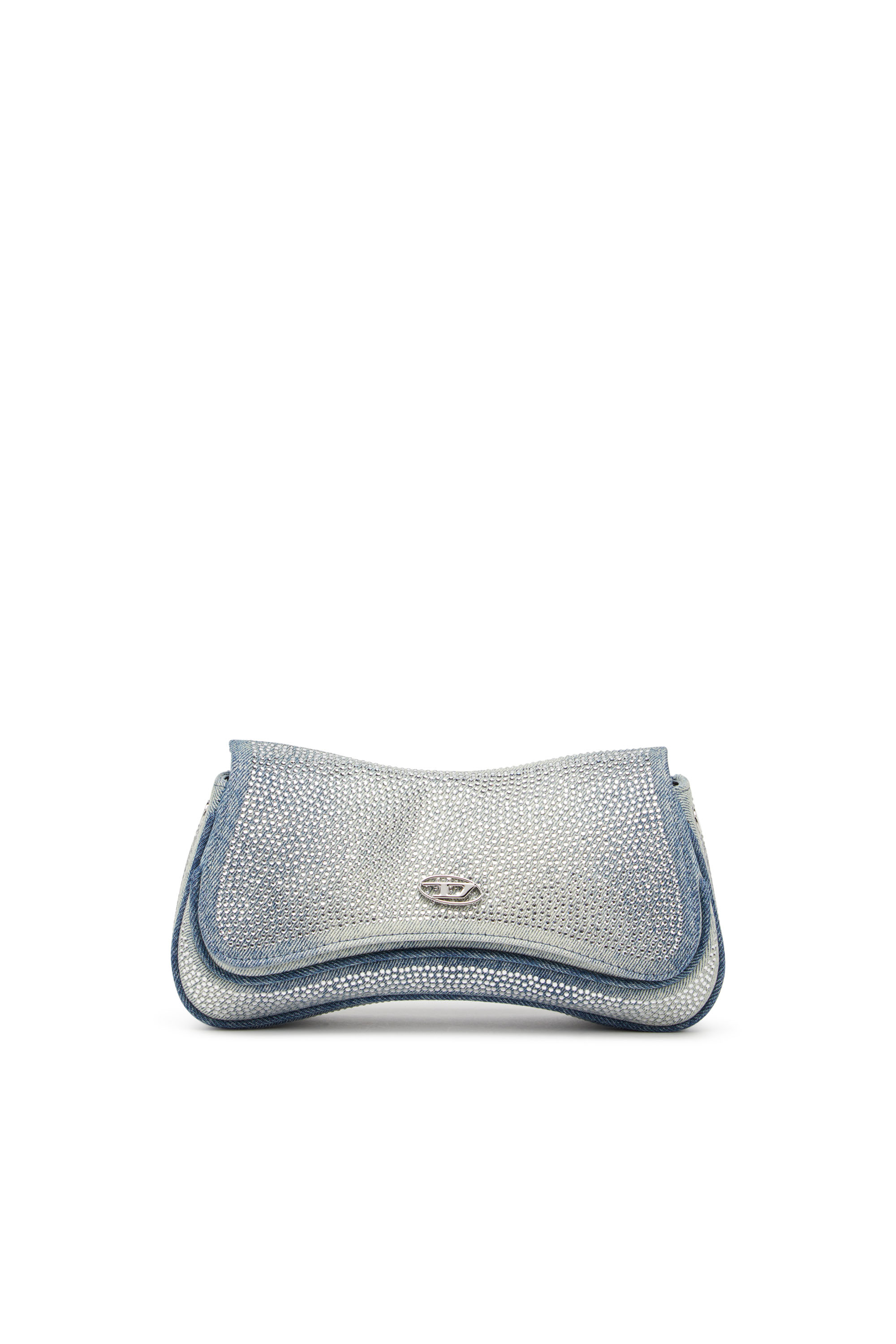 Diesel - PLAY CLUTCH, Damen Play-Kristall-Clutch aus solarisiertem Denim in Hellblau - 1