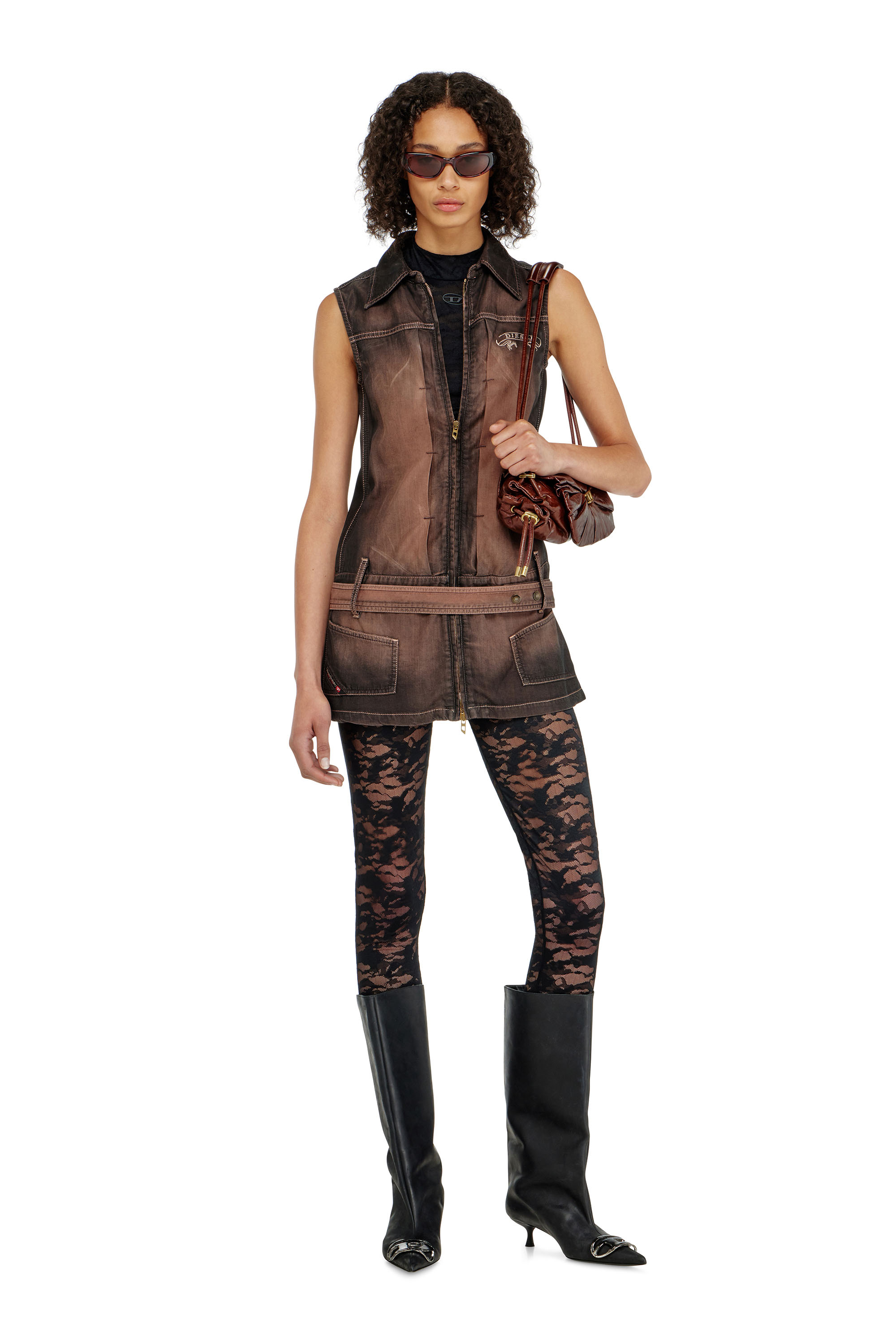 Diesel - HAYLEY-UTLT, Damen Leggings aus Nylon mit camouflage-Spitze in null - 3