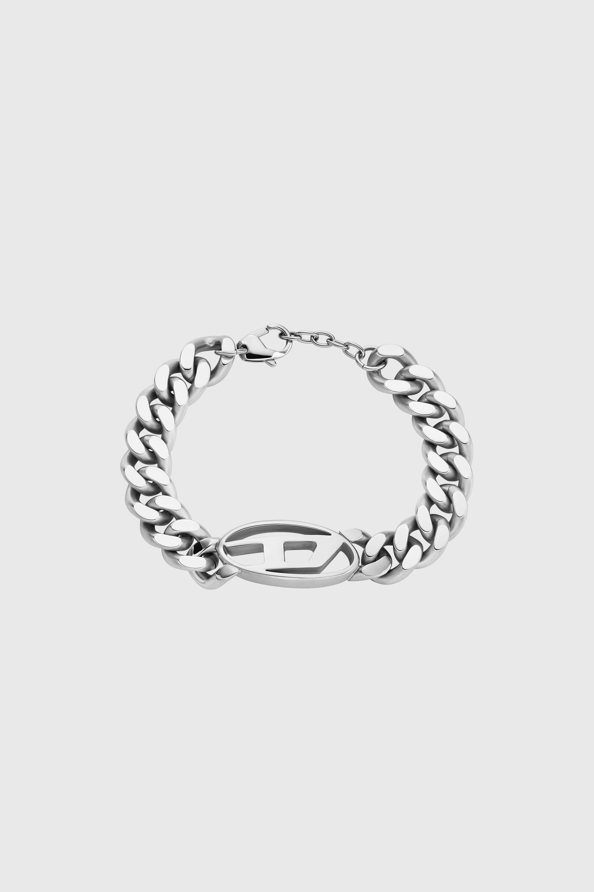 Diesel - DX1432, Herren Kettenarmband aus Edelstahl mit ovalem D-Logo in Silber - 1