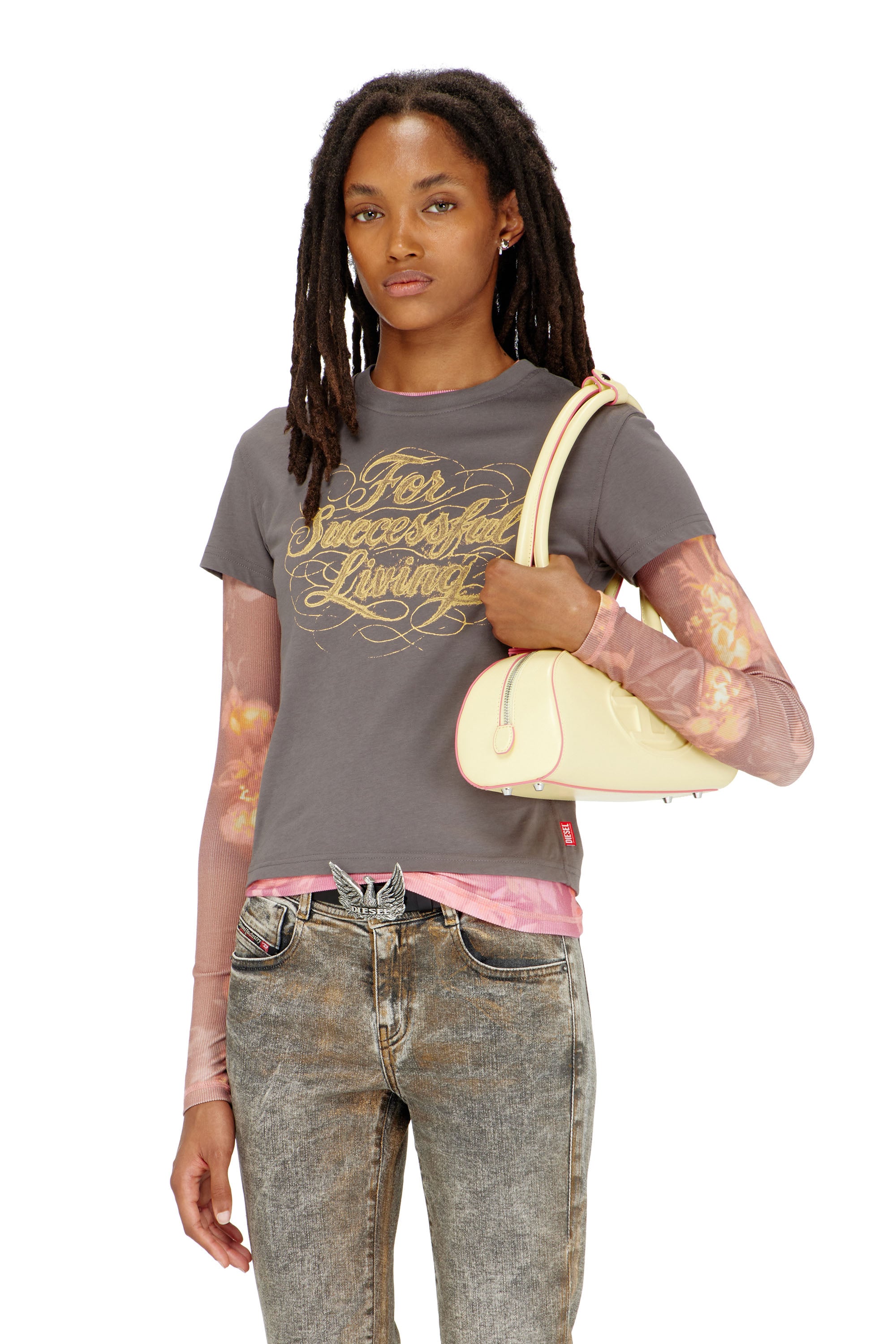 Diesel - T-ILA-AA4, Damen T-Shirt mit Logo-Print in null - 1