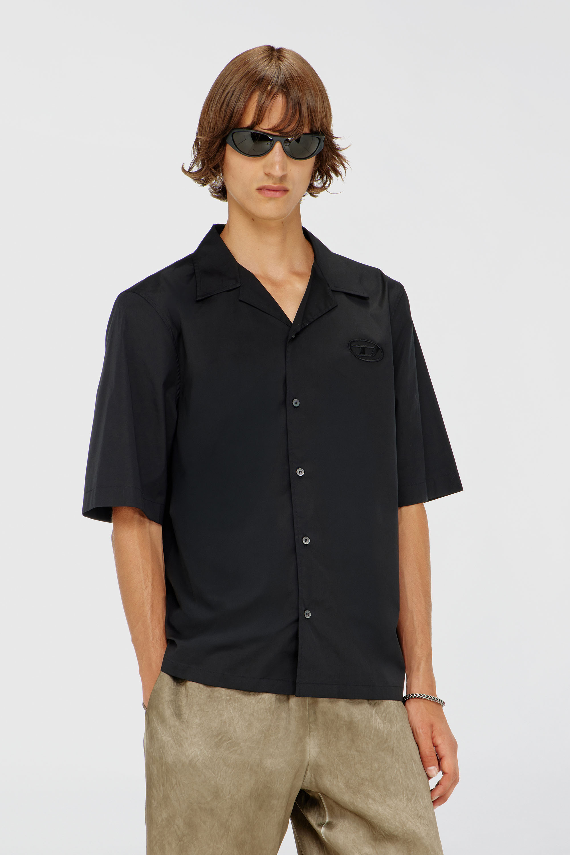 Diesel - S-MAC-GSBH, Herren Stretch-Popeline-Hemd mit Oval-D-Stickerei in Schwarz - 1