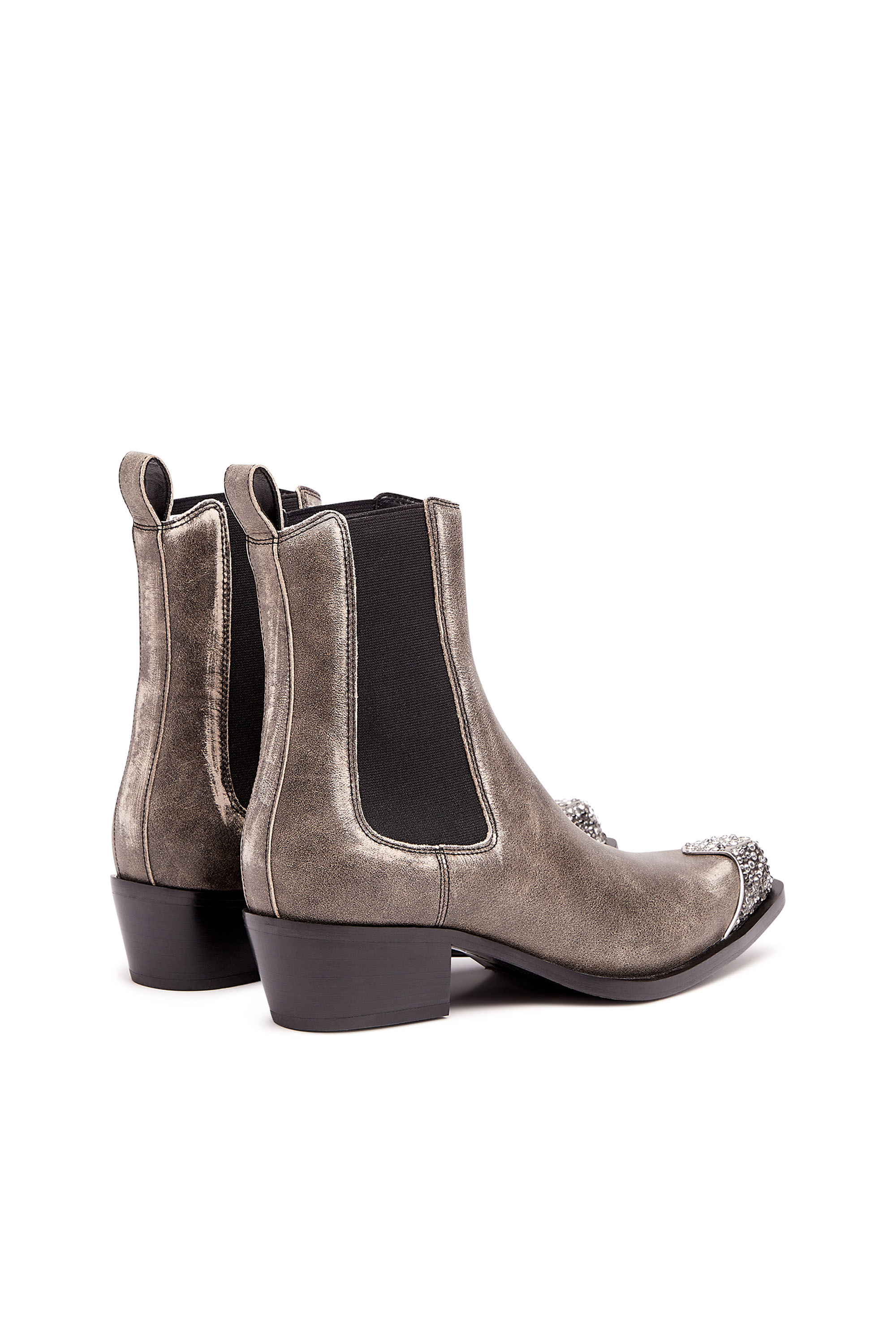 Diesel - D-CALAMITY AB, Damen D-Calamity Ab - Stiefel aus behandeltem Leder mit Strass-Zehenkappe in Braun - 3