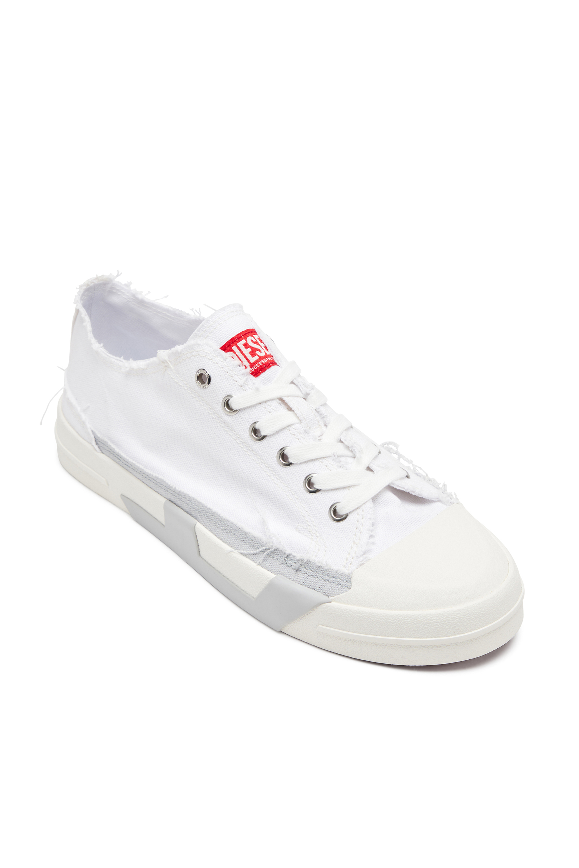 Diesel - S-D-VERSE LOW W, Damen S-D-Verse-Sneakers aus ausgefranstem Canvas in Weiss/Grau - 6