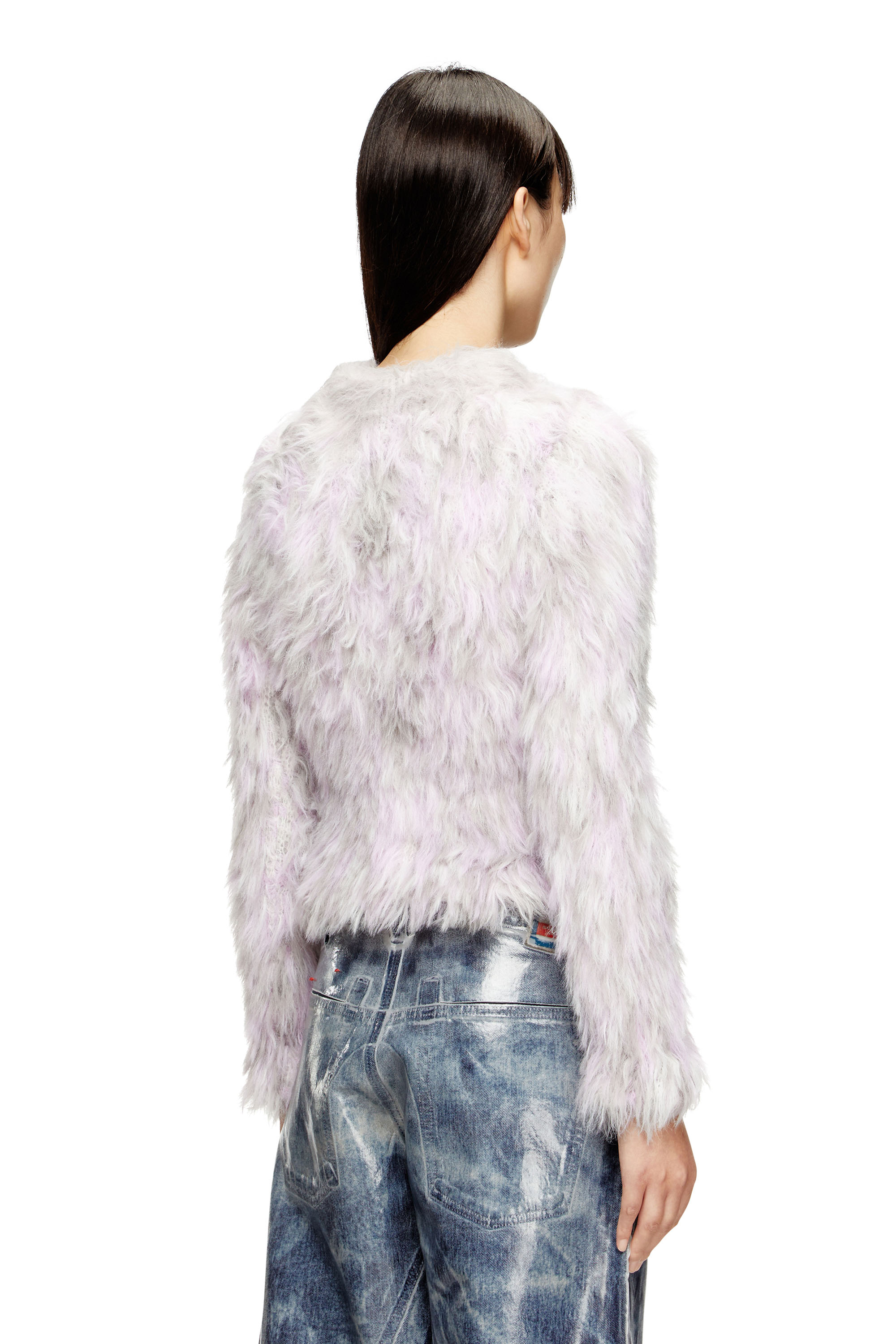 Diesel - M-ANNIKA, Damen Flauschiger Jacquard-Strickpullover in Violett/Grau - 4