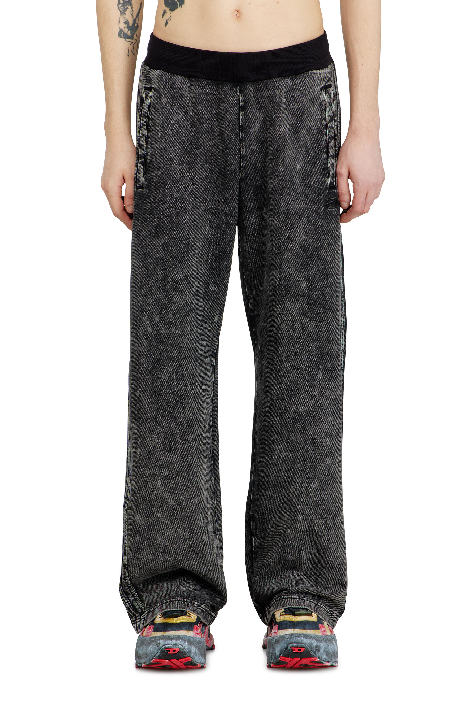 Diesel - P-ALT, Herren Sweatpants im Denim-Look mit Seitenstreifen in null - 1