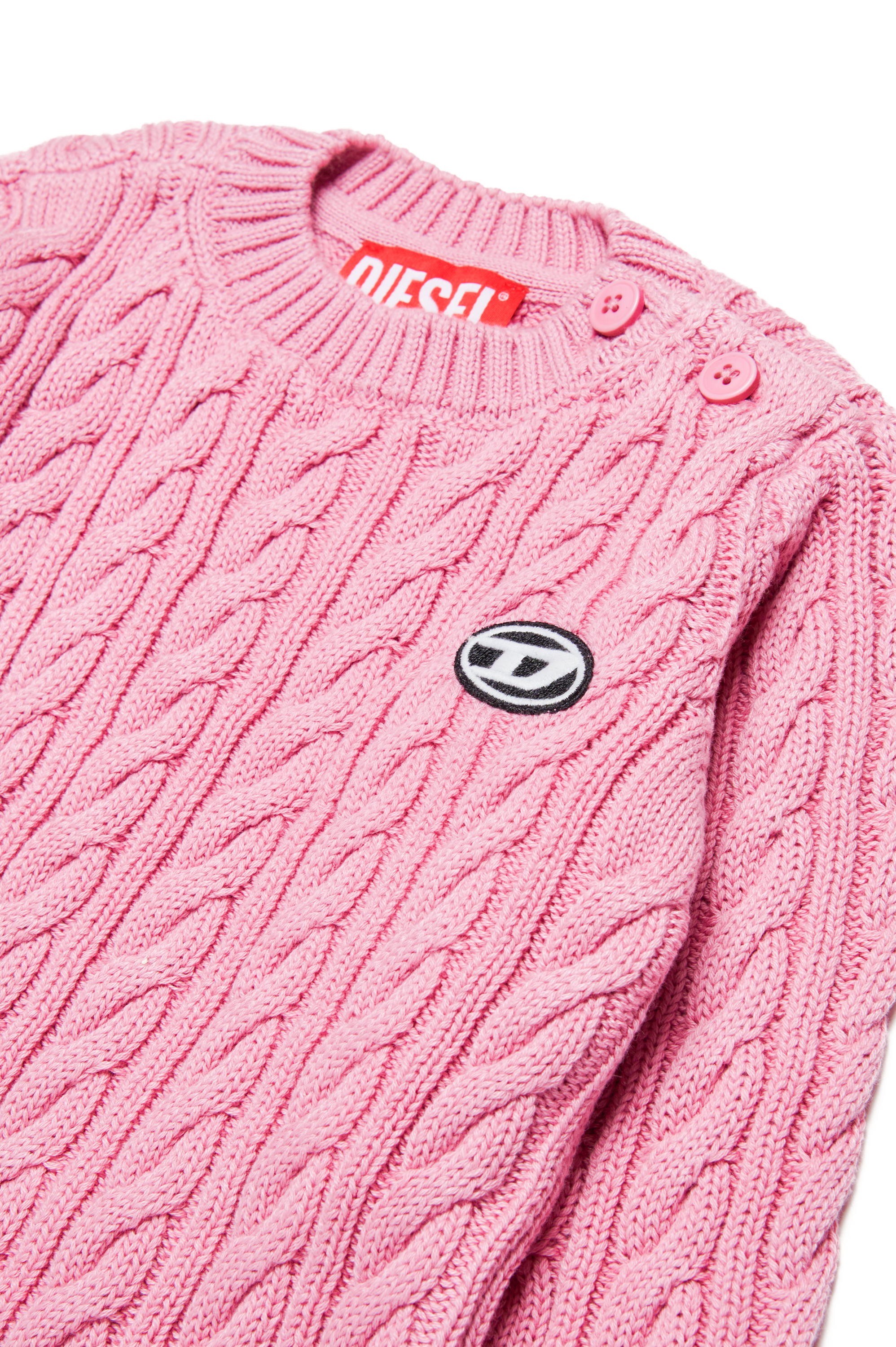 Diesel - KBAMBYB, Unisex Pullover aus Baumwolle mit Oval D-Patch in Rosa - Image 3
