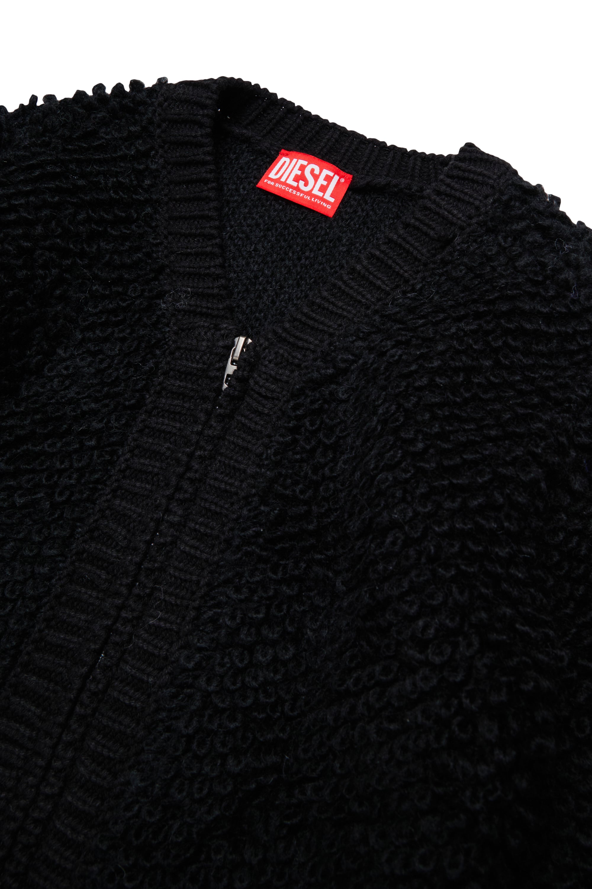 Diesel - KRIM, Damen Zip-Cardigan aus strukturiertem Boucl&eacute;-Strick in Schwarz - 3