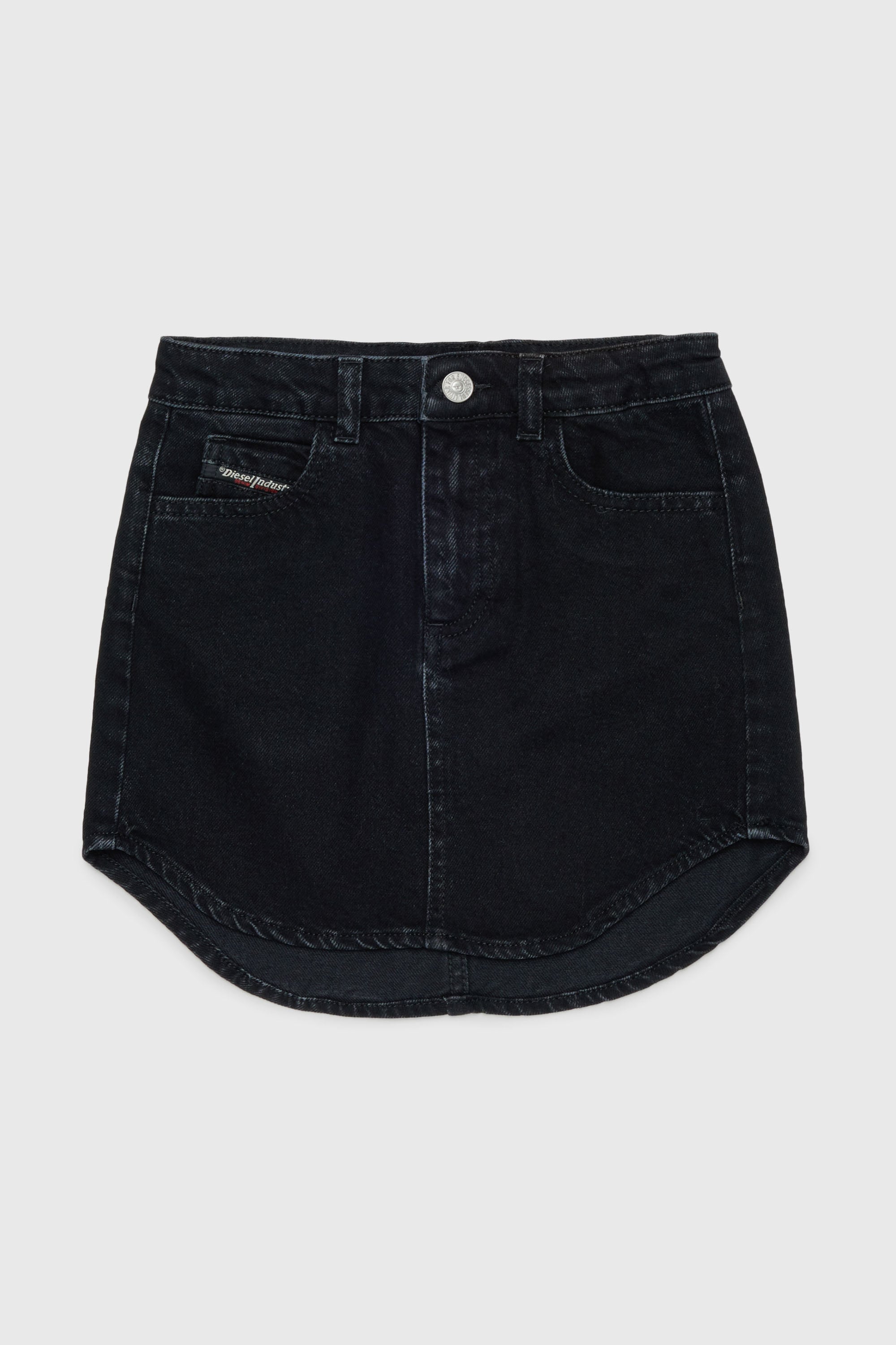 Diesel - GEARD, Woman's Denim mini skirt with curved hem in Black/Dark grey - 1