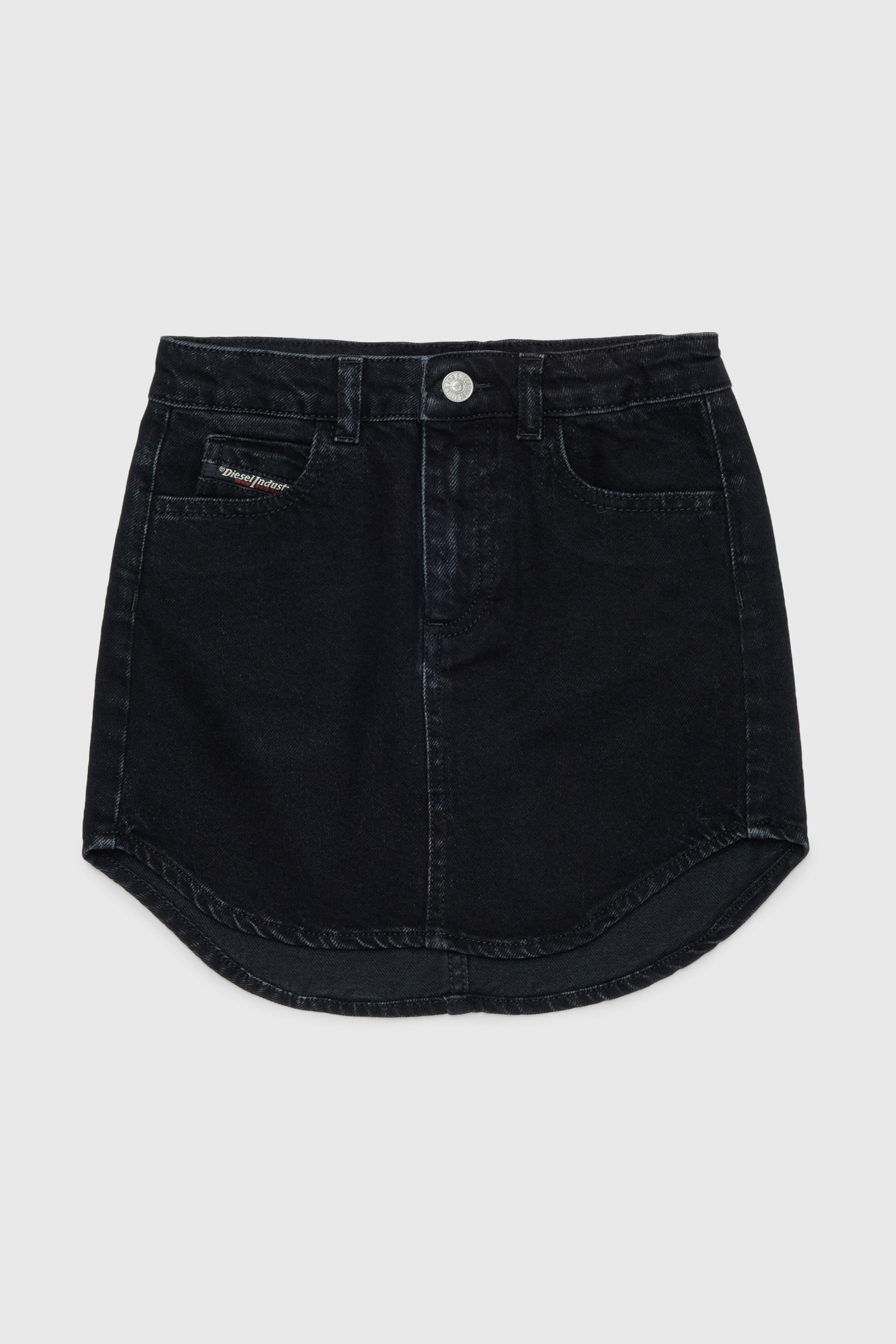 Diesel - GEARD, Damen Denim-Minirock mit abgerundetem Saum in Schwarz/Dunkelgrau - 1