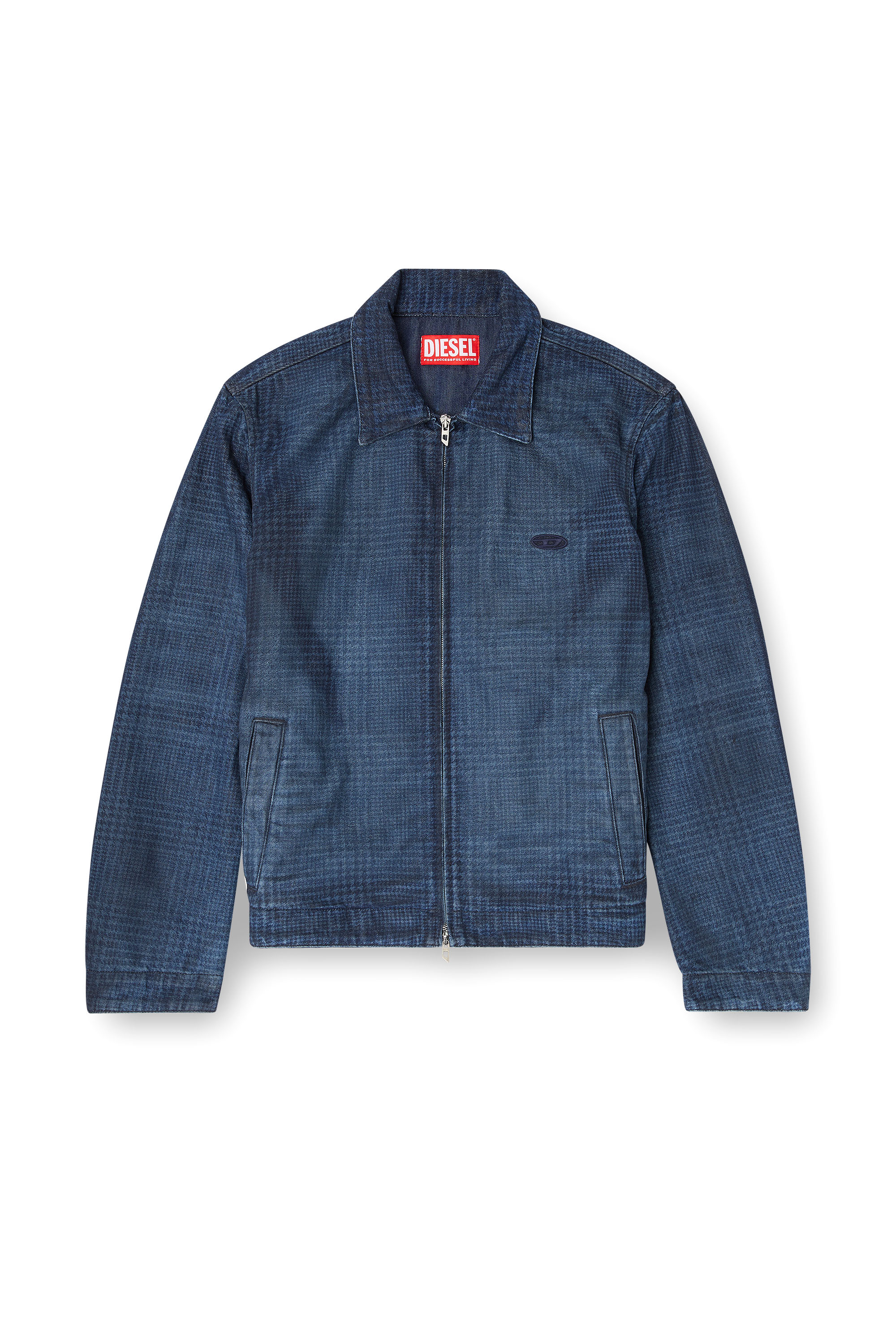 Diesel - D-ROHEEN-S, Herren Jacke aus Prince-of-Wales-Denim in Blau - 3
