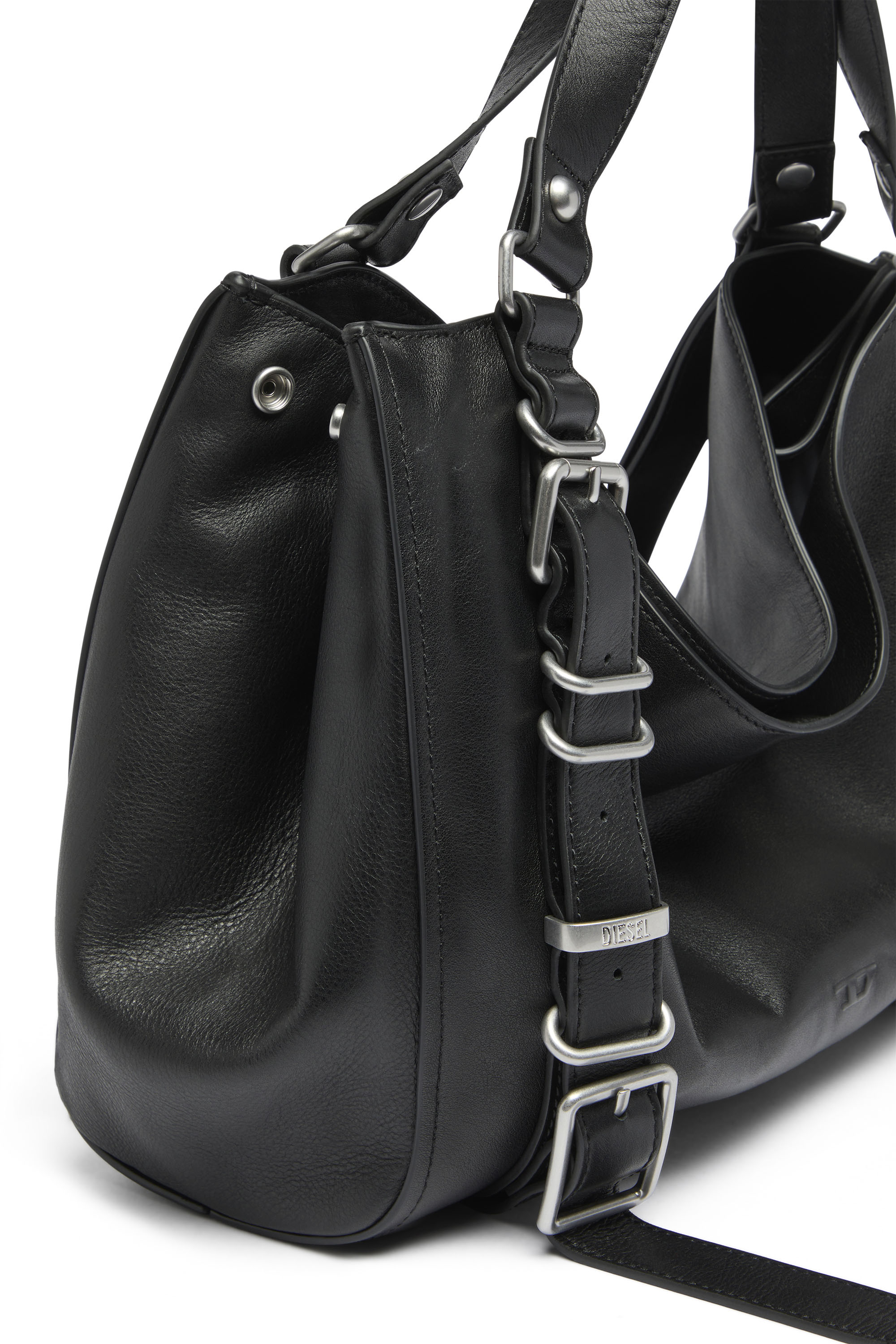 Diesel - D-ONE TOPHANDLE M, Unisex D-One-Medium Henkeltasche aus behandeltem Leder in Schwarz - 5