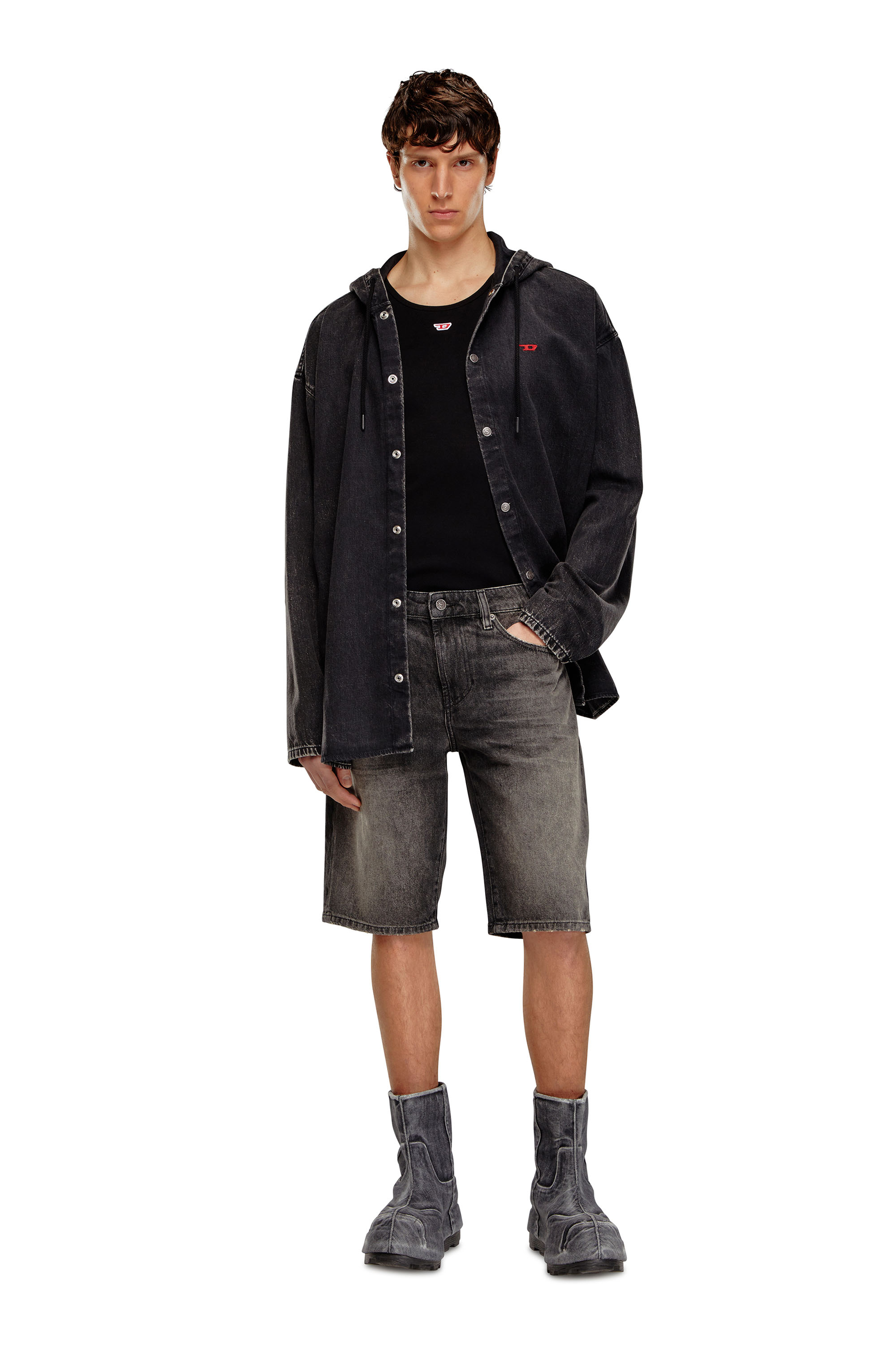 Diesel - SLIM-SHORT, Man Slim denim shorts in Black - Image 1