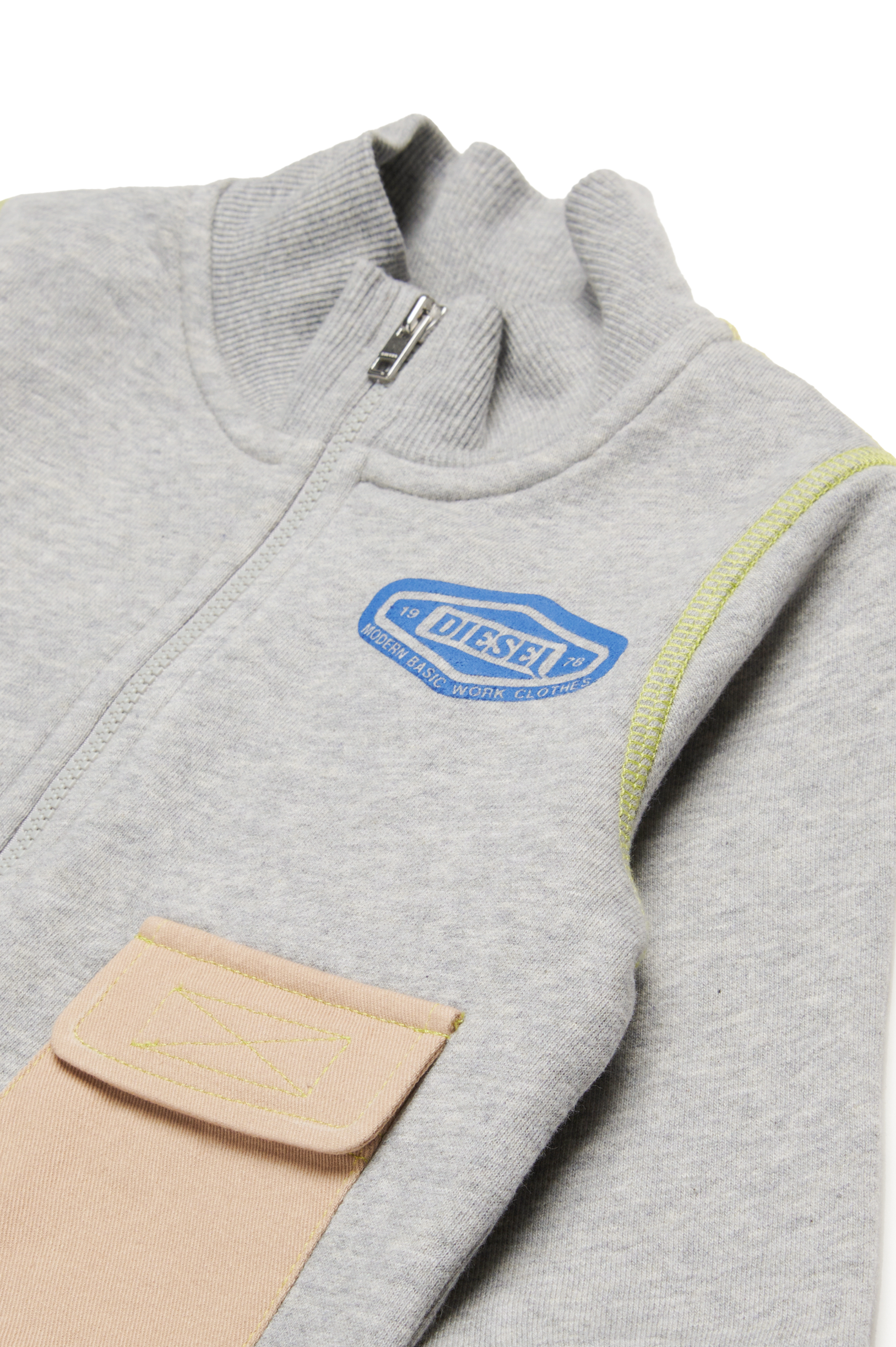 Diesel - SVABIB, Herren Sweatshirt mit Reißverschluss und Details aus Gabardine in Grau - 3