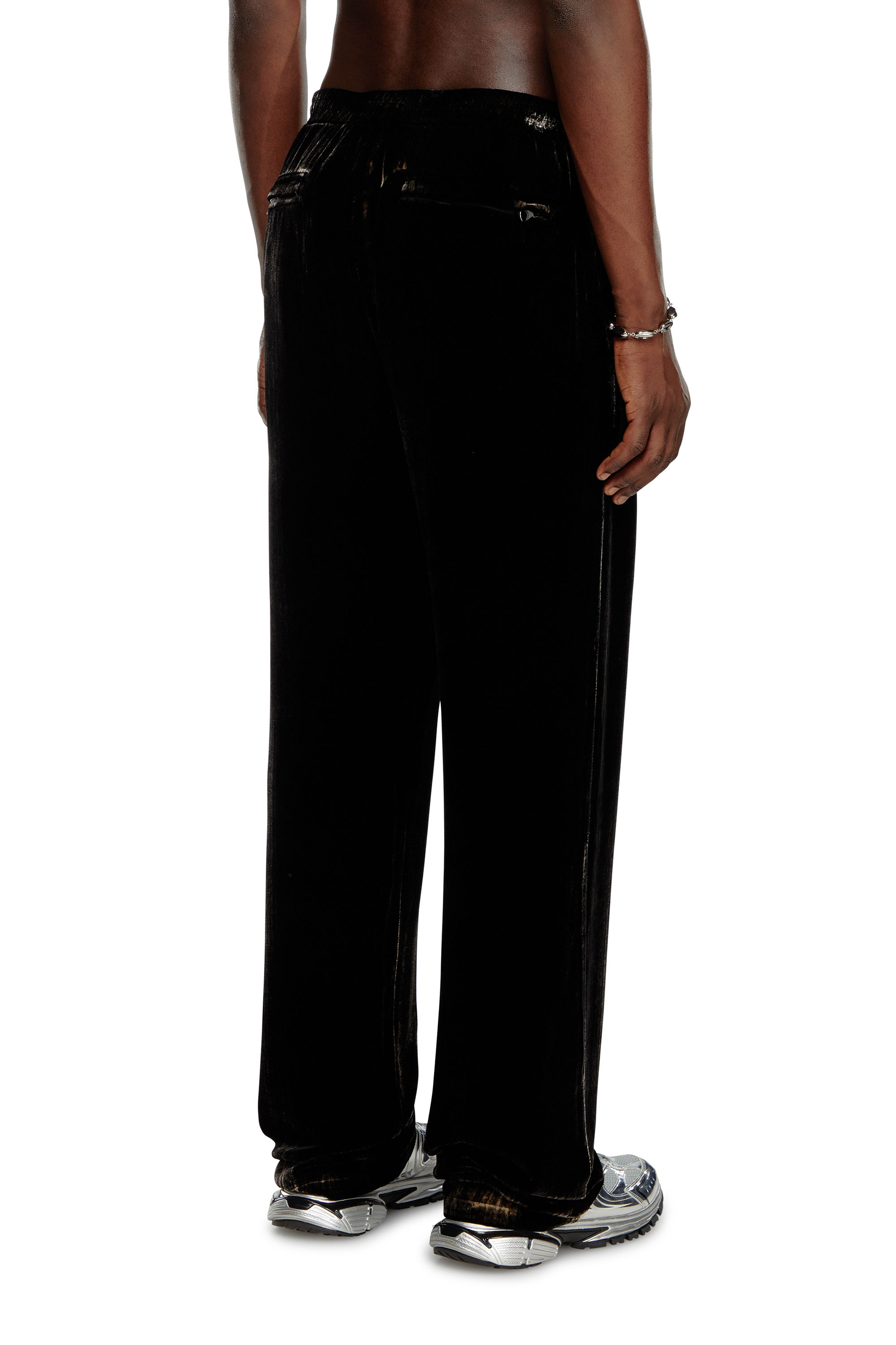 Diesel - P-SALFORD, Herren Track-Hose aus behandeltem Samt in Schwarz - 4