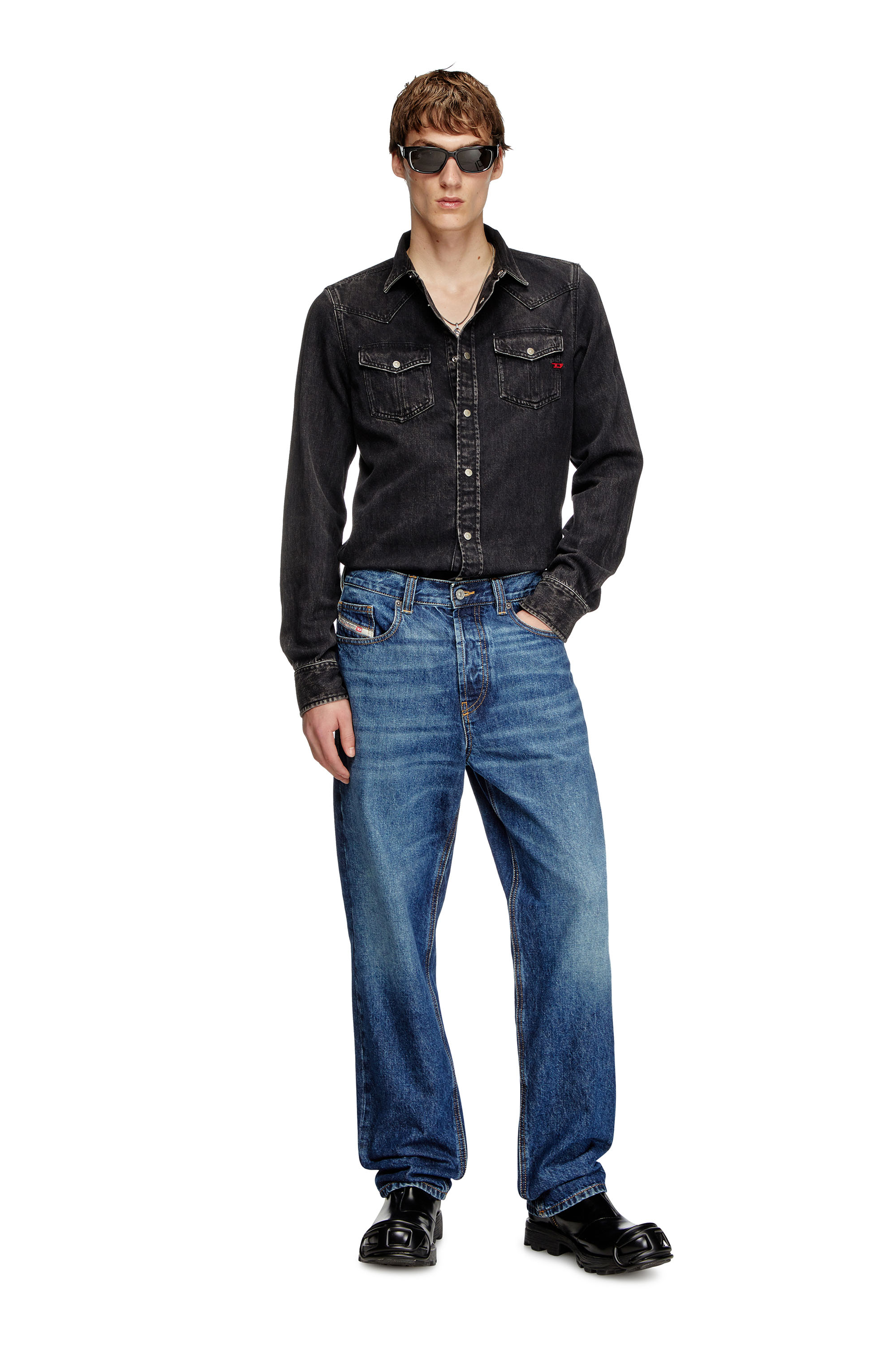 Diesel - D-VEGA, Herren Overshirt aus Tencel-Denim in Schwarz - 1