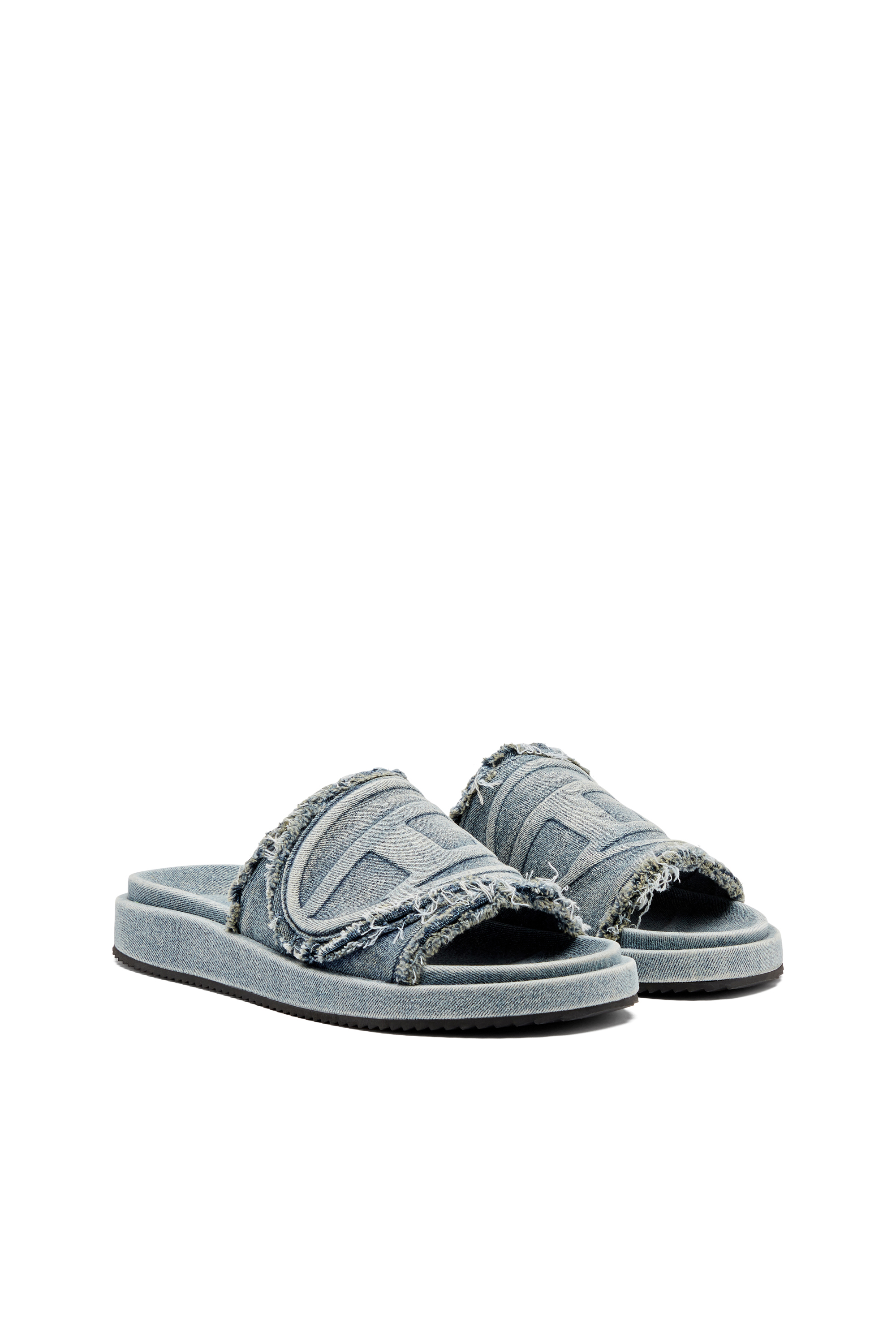 SA-SLIDE D OVAL, Hellblau Diesel - SA-SLIDE D OVAL, Unisex Sa-Slide D-Slides aus vielgetragenem Denim in Hellblau - 2