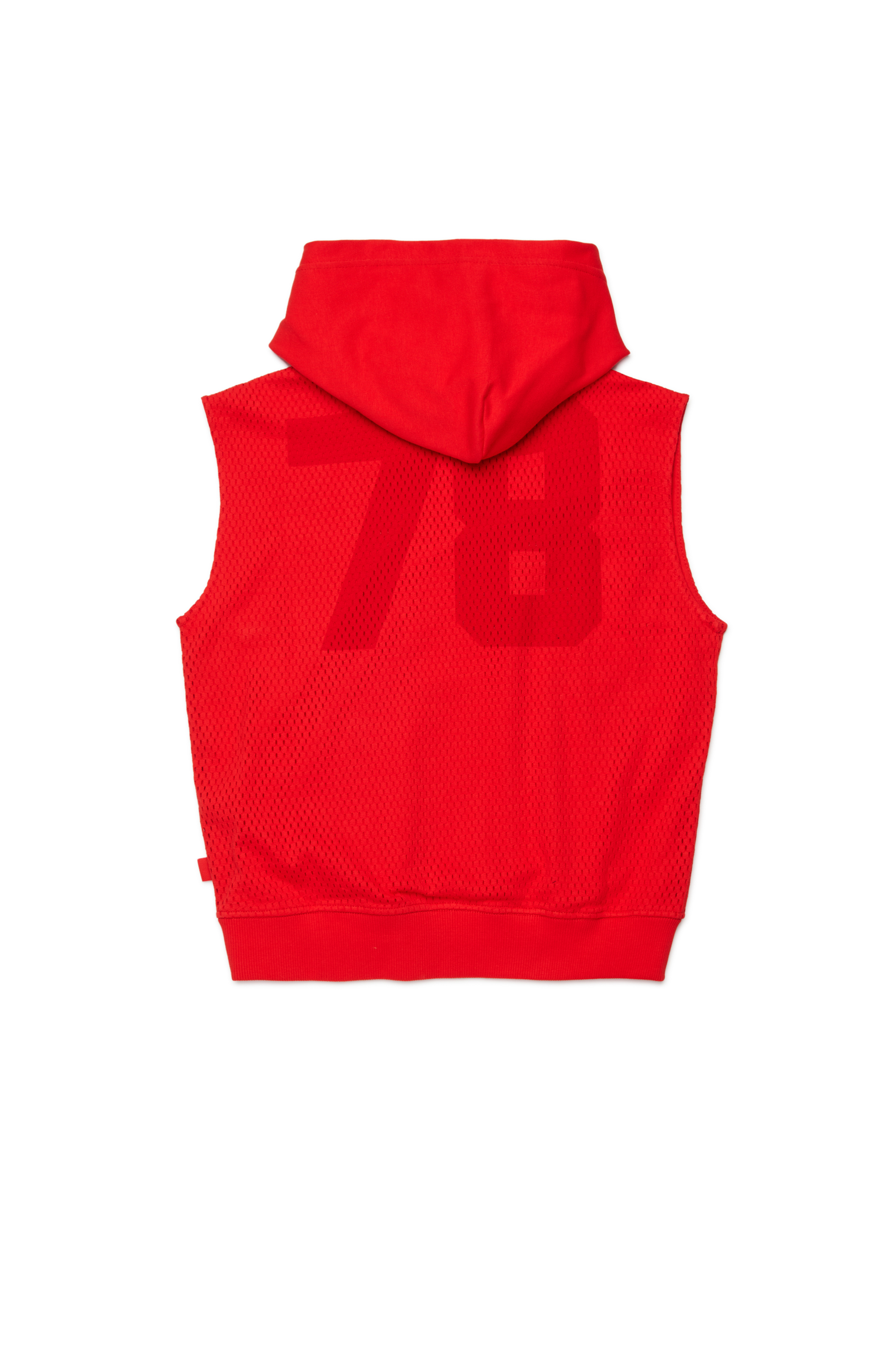 Diesel - SMESH OVER, Man's Sleeveless hoodie in cotton mesh in Red - 2