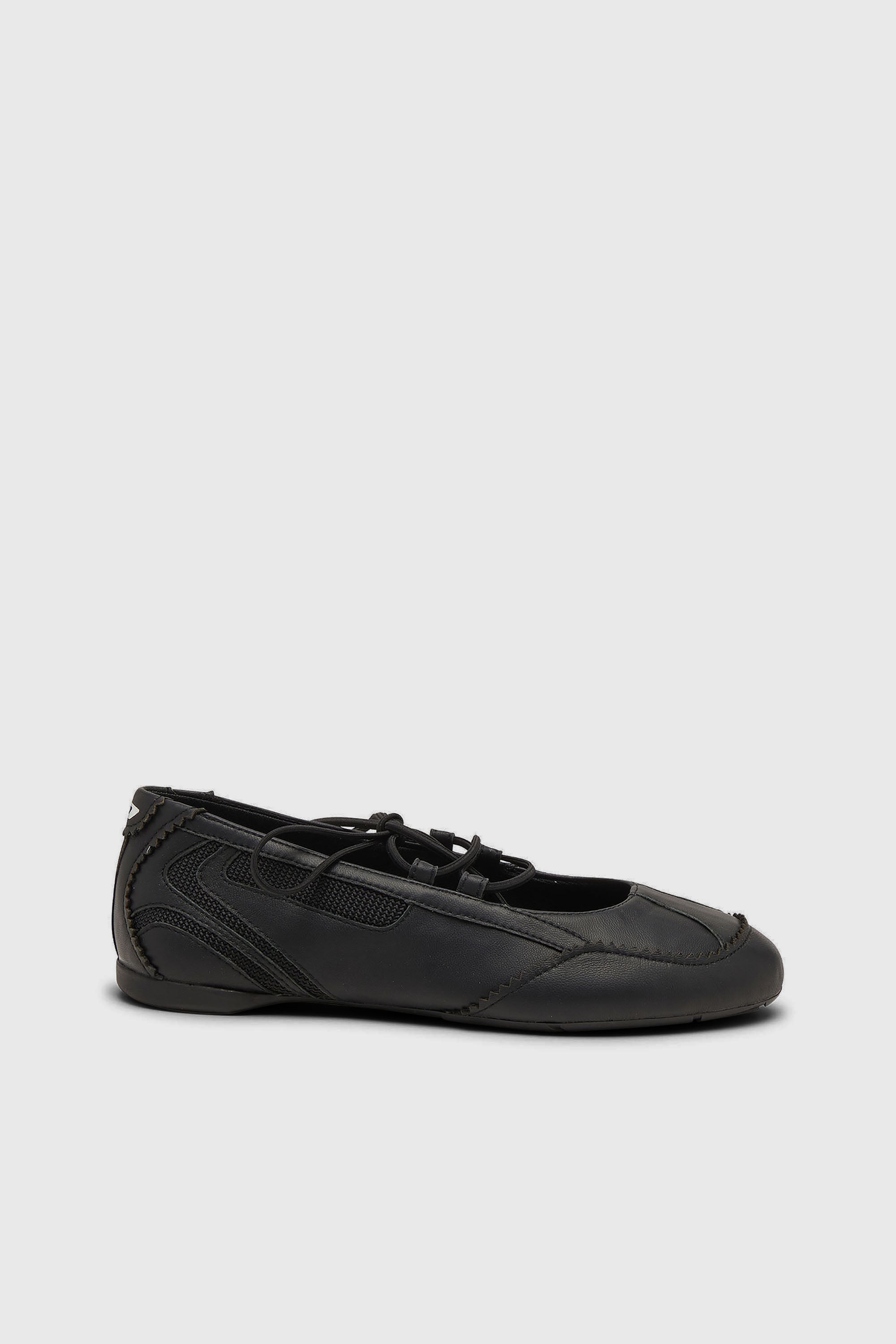 Diesel - D-MILE BALLERINA LACE UP W, Damen D-Mile-Ballerinaschn&uuml;rschuhe aus Leder und Mesh in Schwarz - 1