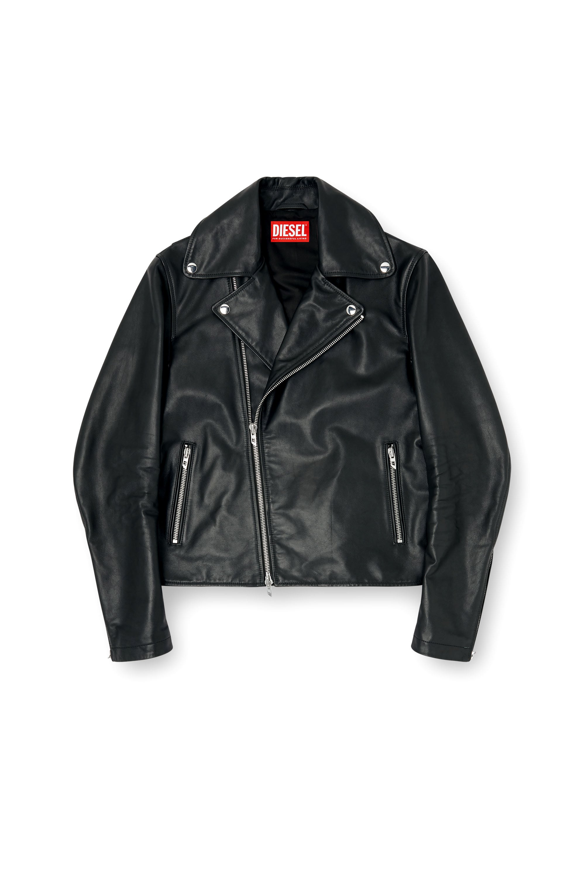 Diesel - L-EO-WRD, Herren Bikerjacke aus gewachstem Leder in Schwarz - 3