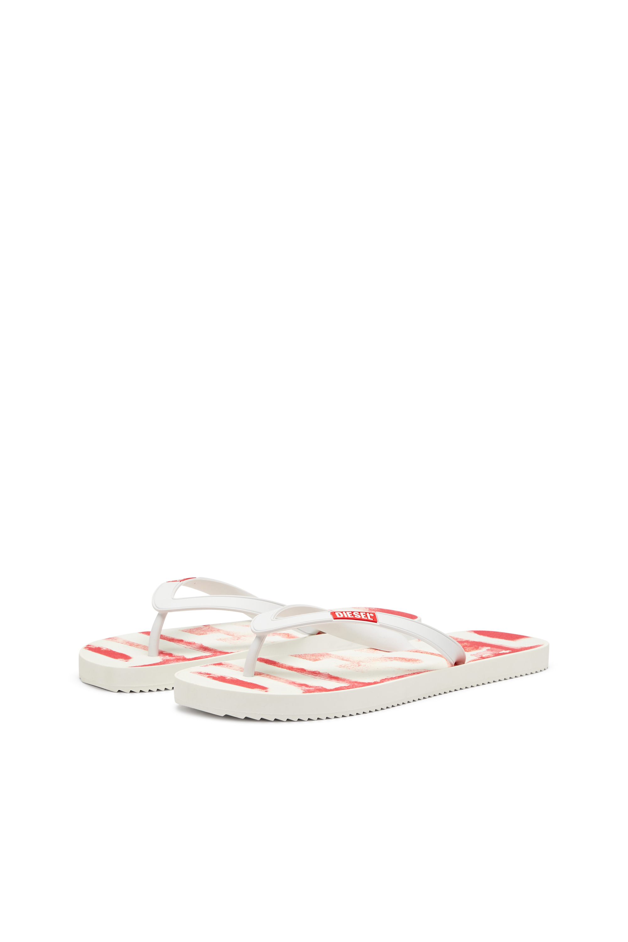 Diesel - SA-RIO, Herren Flip-Flops aus Gummi mit Graffiti-Logo in Weiss/Rot - 8