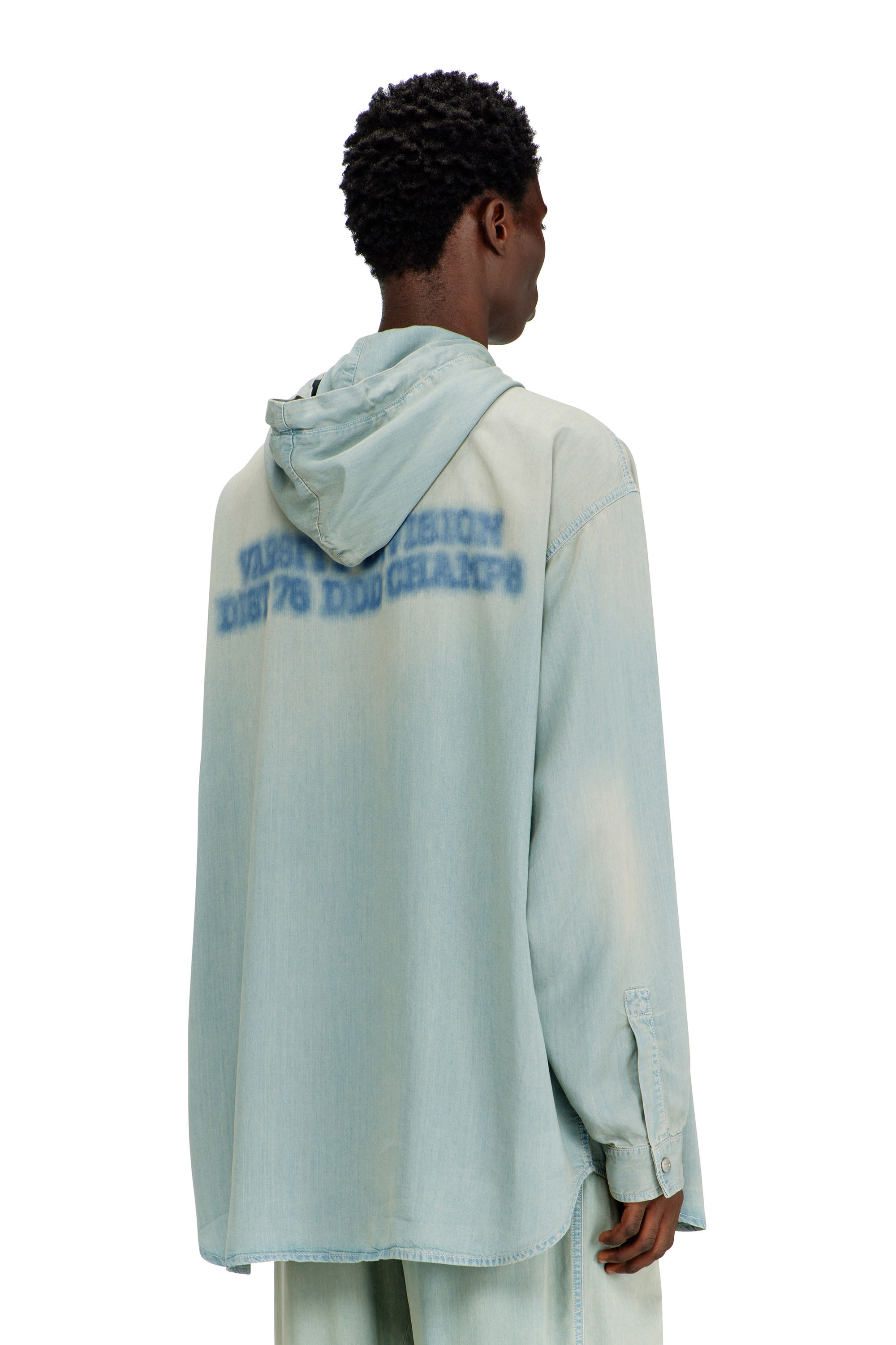 Diesel - D-DEWNY-HOOD-S3, Herren Overshirt aus flie&szlig;endem Denim mit Schmutzeffekt in null - 3