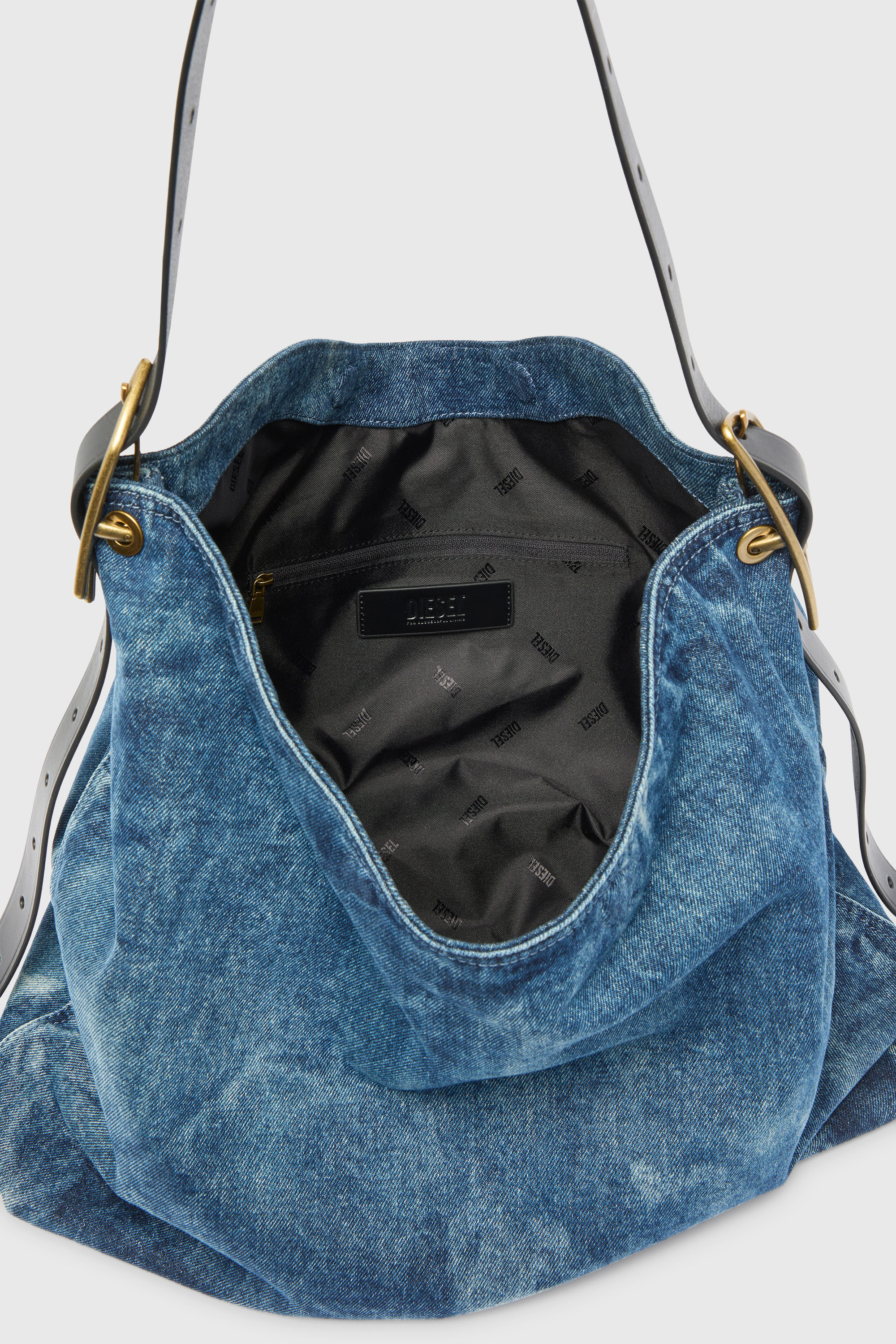 Diesel - D-LINE HOBO L, Damen D-Line-Denim Hobo-Tasche in Mittelblau - 6