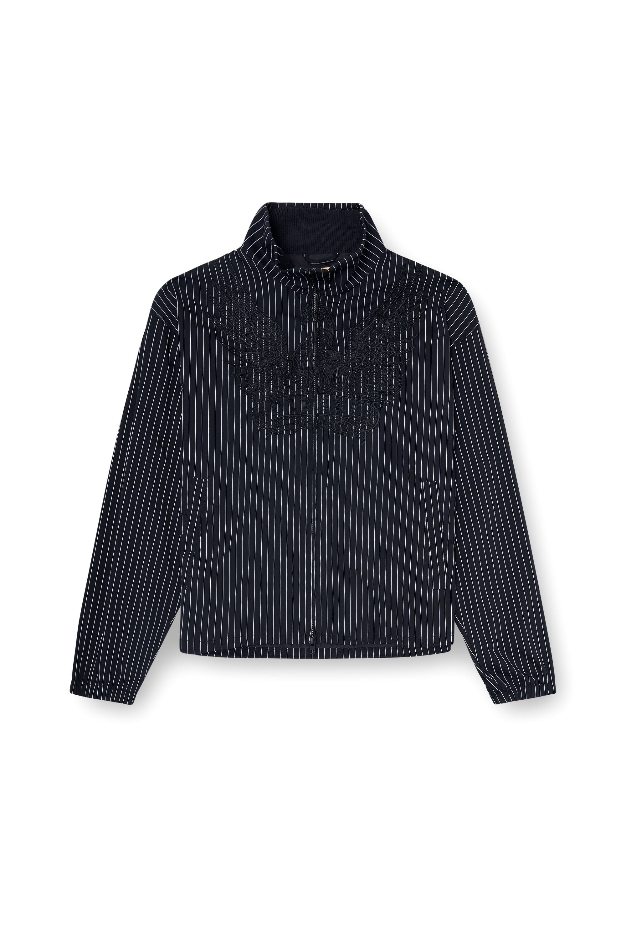 Diesel - J-CORSAR-NJCA, Herren Nylon-Pinstripe-Jacke mit Phoenix-Stickerei in Schwarz - 3