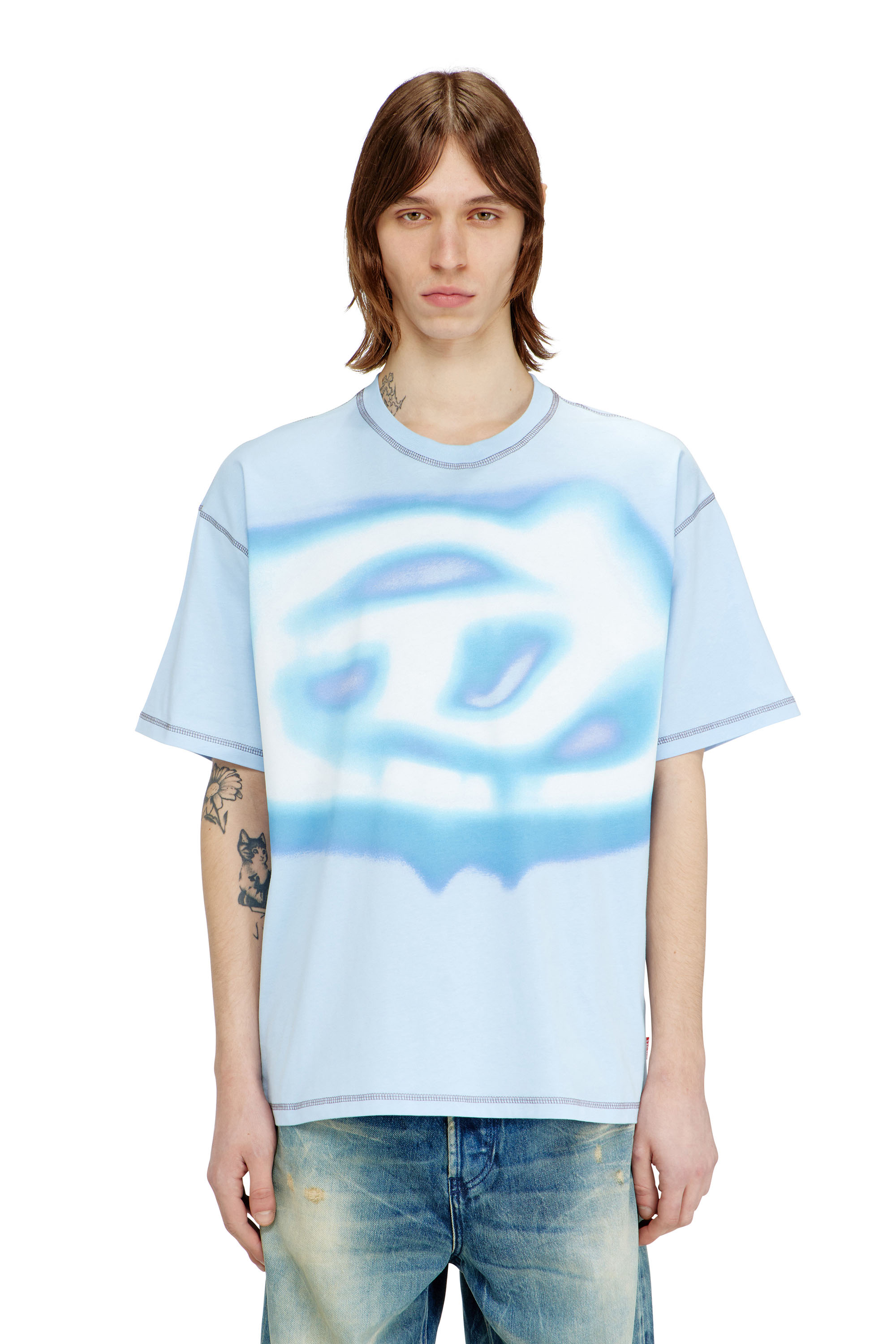 Diesel - T-BOXT-V11, Herren Lockeres T-Shirt mit Wasser-Effekt-Print in Hellblau - 1