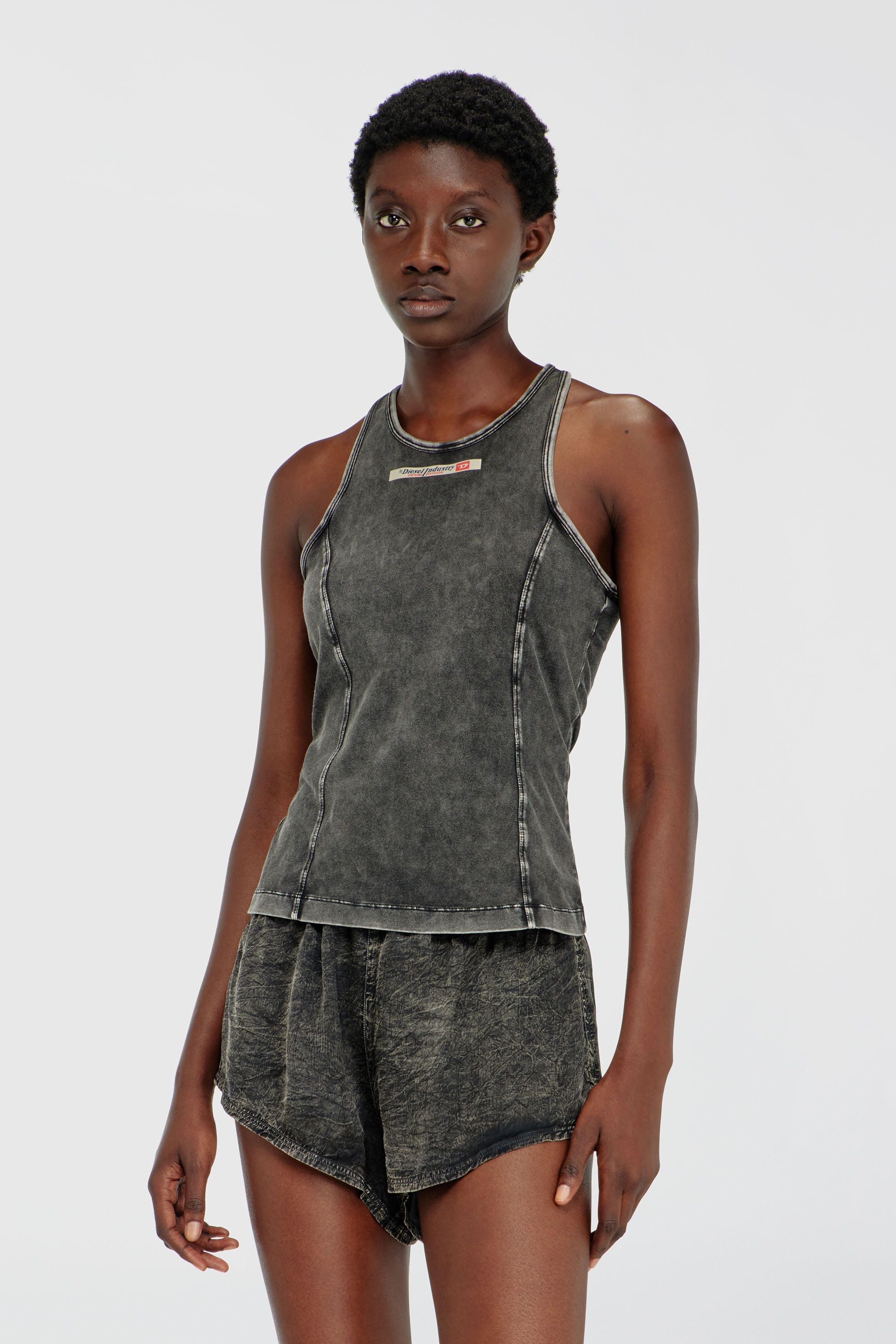 Diesel - IRENE-DNM, Damen Tanktop aus Baumwolle in Dunkelgrau - 3