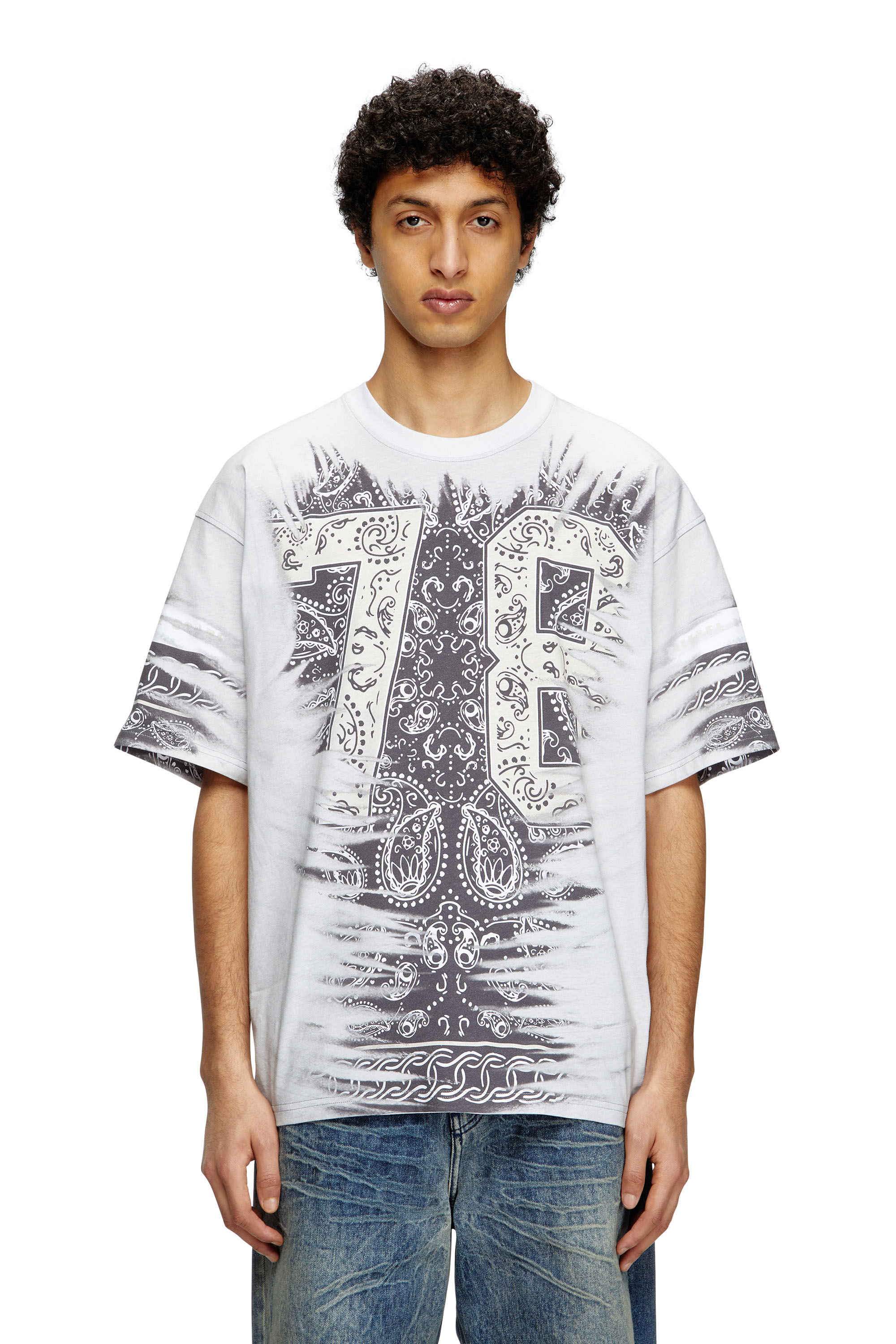 Diesel - T-BOXT-78-R1, Herren T-Shirt mit 78-Bandana-Print in Wei&szlig; - 3